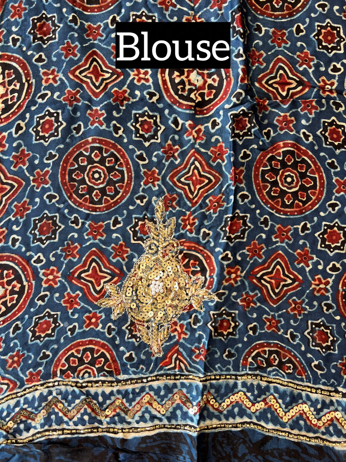 HYPNOTIC ROSE - Pure Modal Ajrakh Hand Embroidered Saree