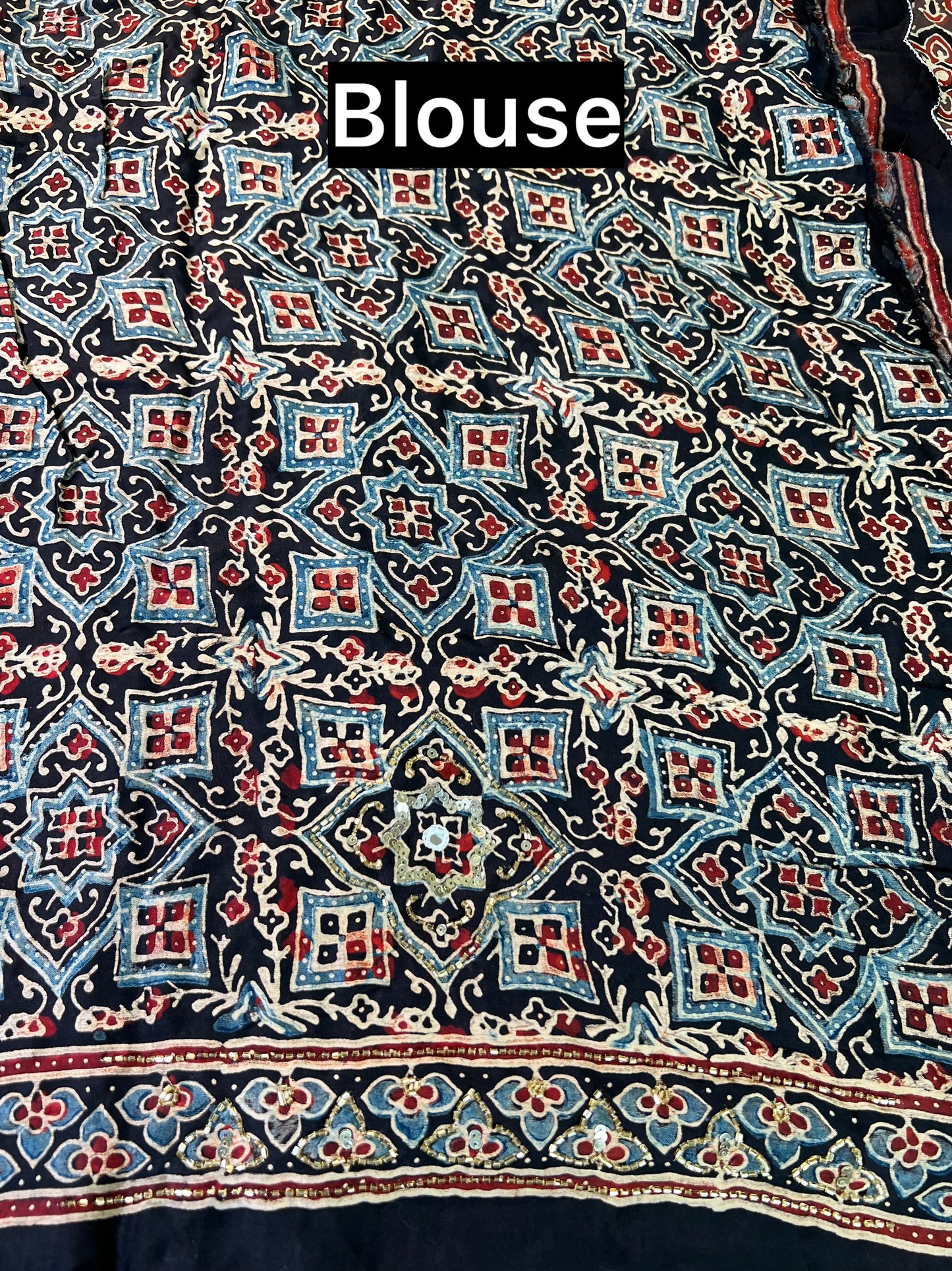 Rustic Hues - Pure Modal Ajrakh Hand Embroidered Saree
