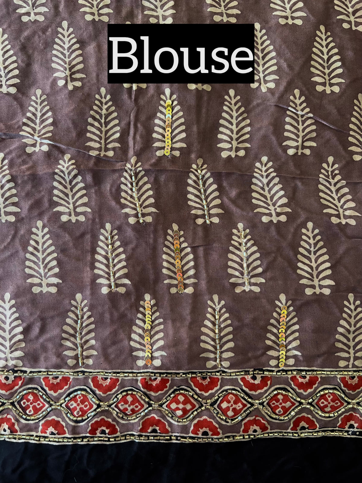 SIENNA SECRET - Pure Modal Ajrakh Hand Embroidered Saree
