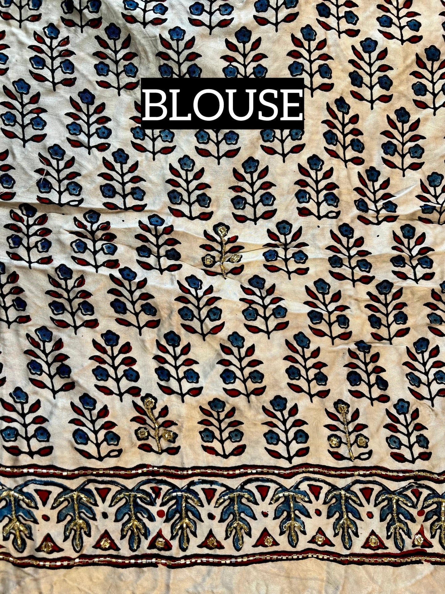 PEARL ORCHID - Pure Modal Ajrakh Hand Embroidered Saree