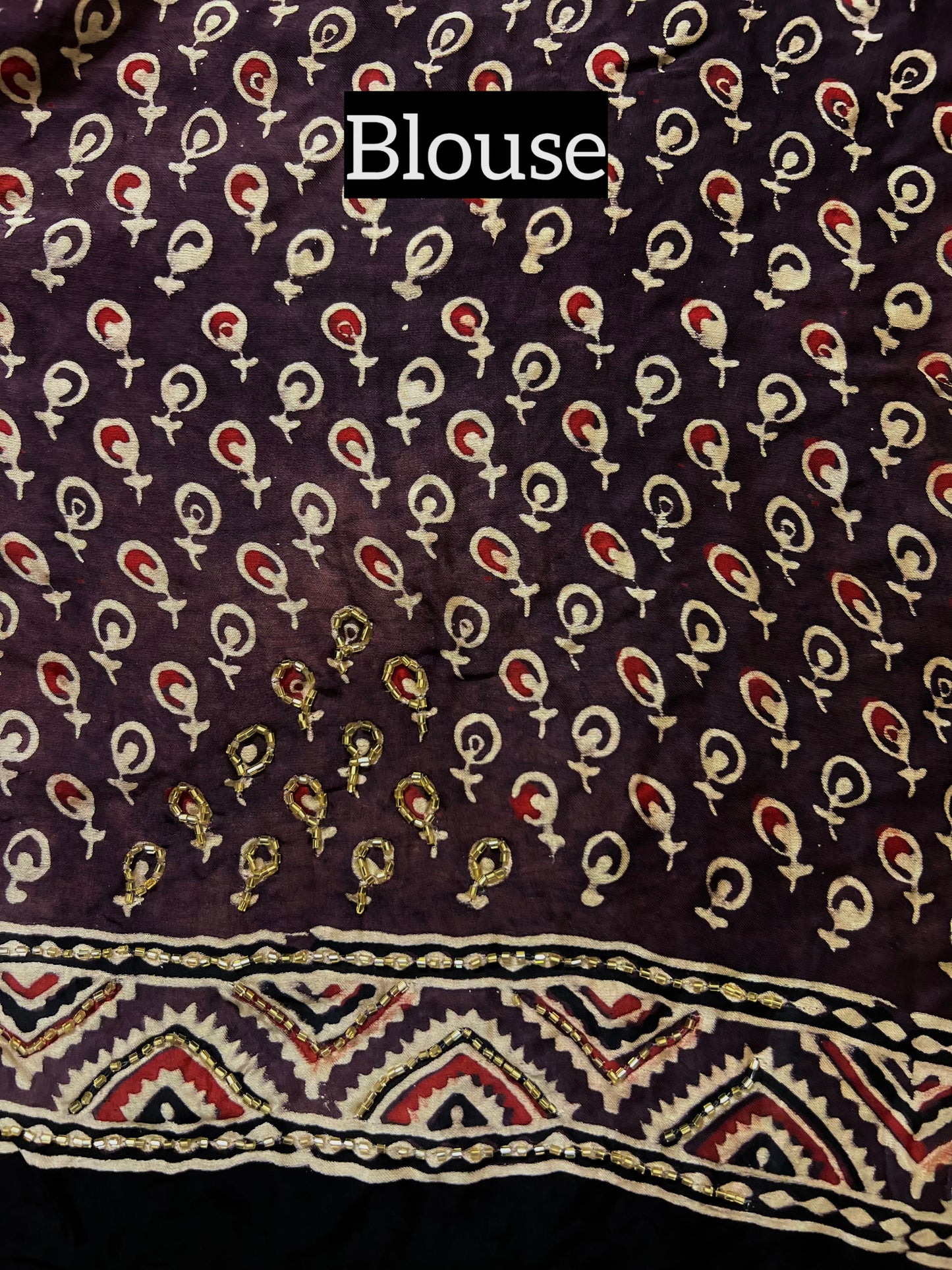 SIENNA BLOOM - Pure Modal Ajrakh Hand Embroidered Saree