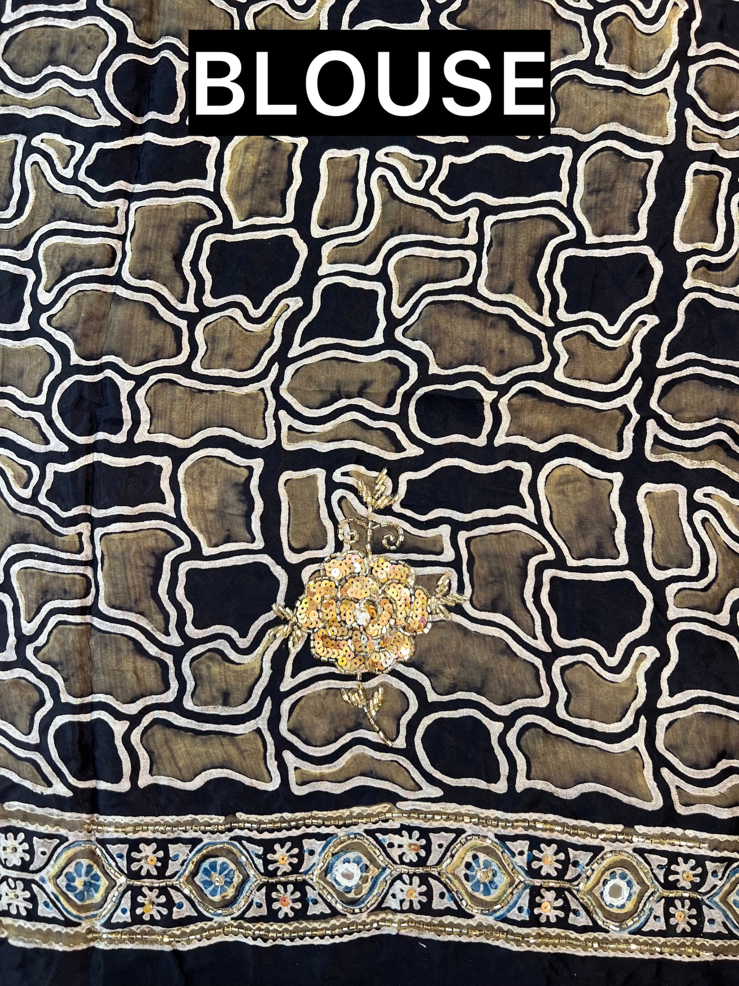 CHERRY ROSE - Pure Modal Ajrakh Hand Embroidered Saree