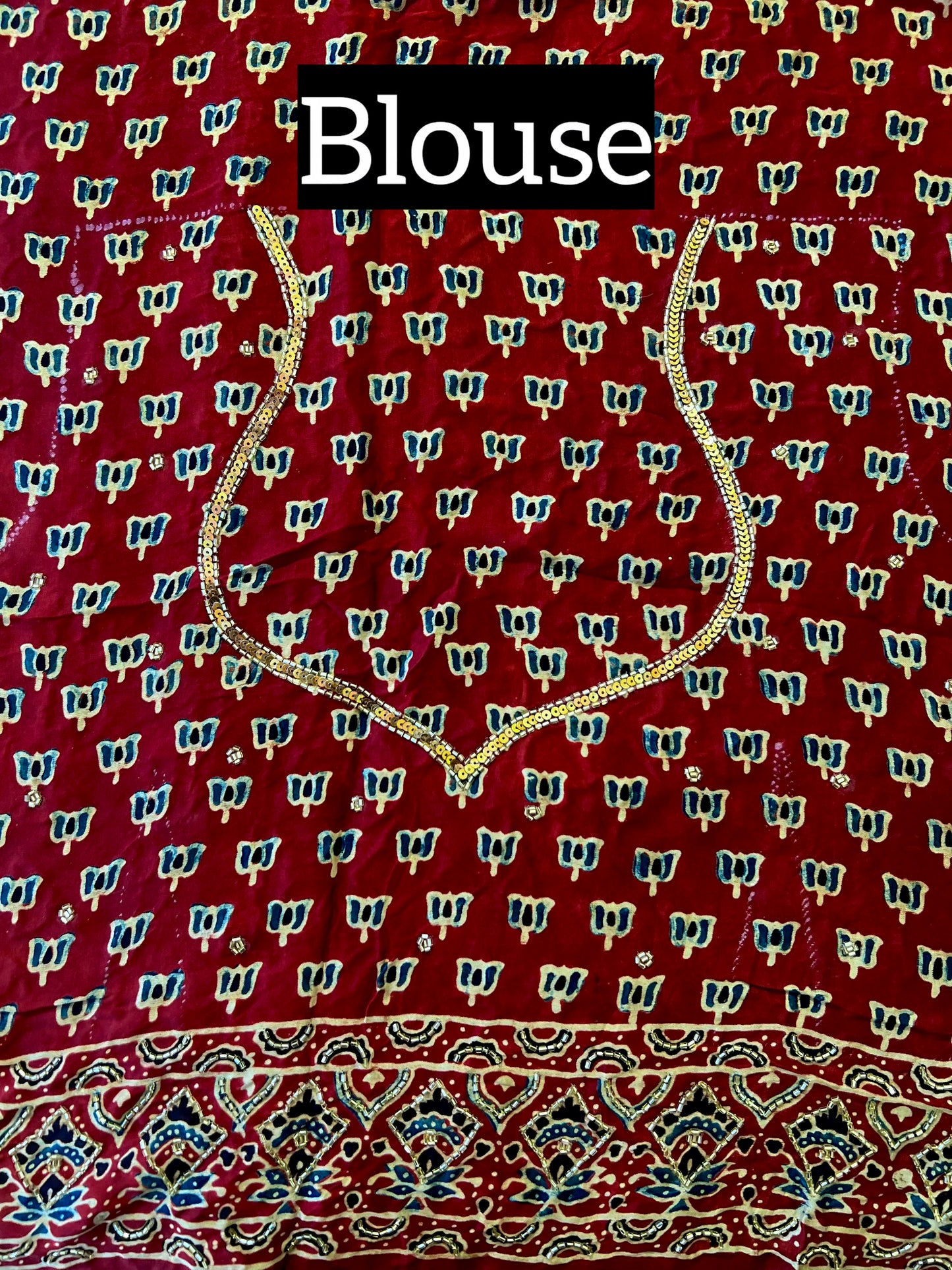 GREEN ROYALTY - Pure Modal Bandhani Ajrakh Hand Embroidered Saree