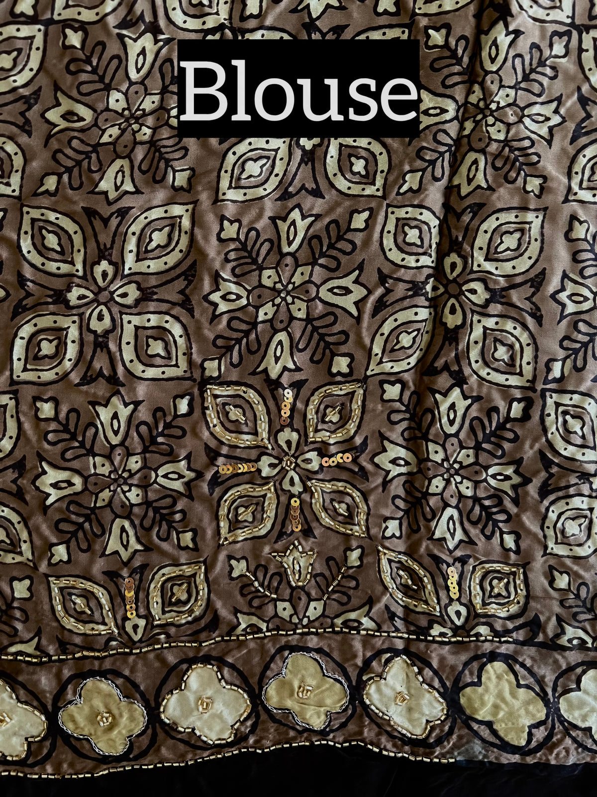 MOCHA BLOOM - Pure Modal Ajrakh Hand Embroidered Saree