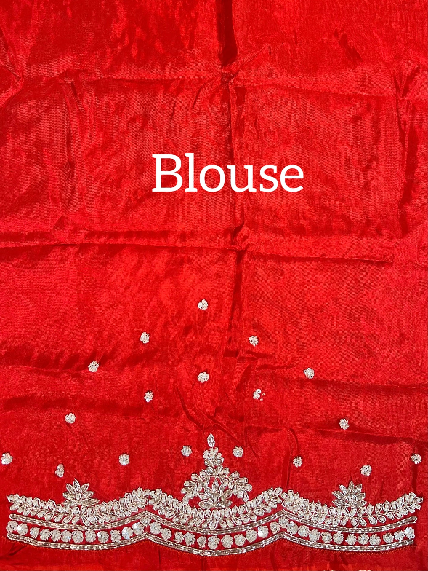 Orange - Red Ombré Zardosi Embroidered Crepe Designer Saree with Unstitched Blouse