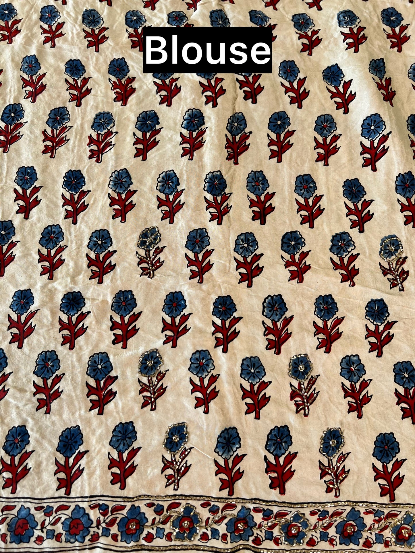 Ivory Heritage - Pure Modal Ajrakh Hand Embroidered Saree