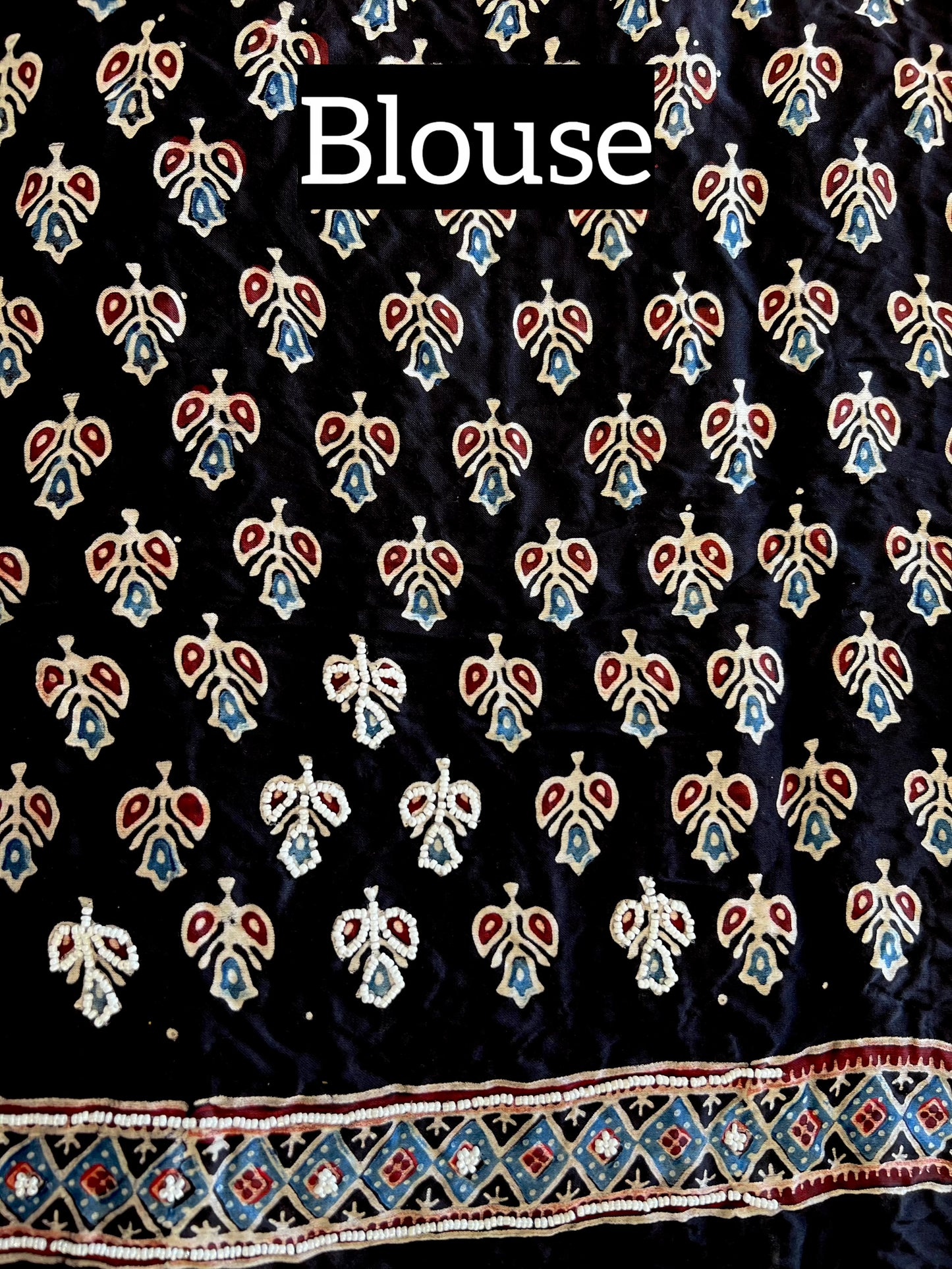 COSMIC DREAM - Pure Modal Ajrakh Hand Embroidered Saree