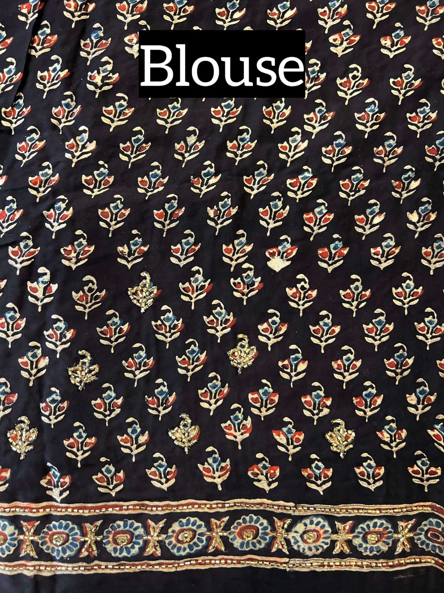 BURNT COFFEE - Pure Modal Ajrakh Hand Embroidered Saree