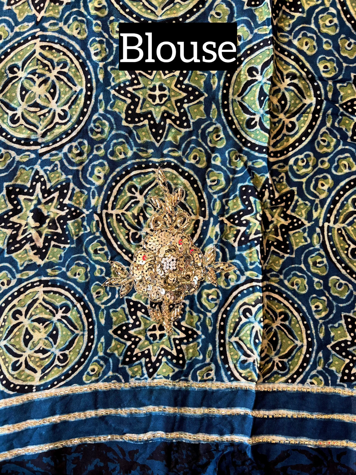 WHIMSY ROSE - Pure Modal Ajrakh Hand Embroidered Saree