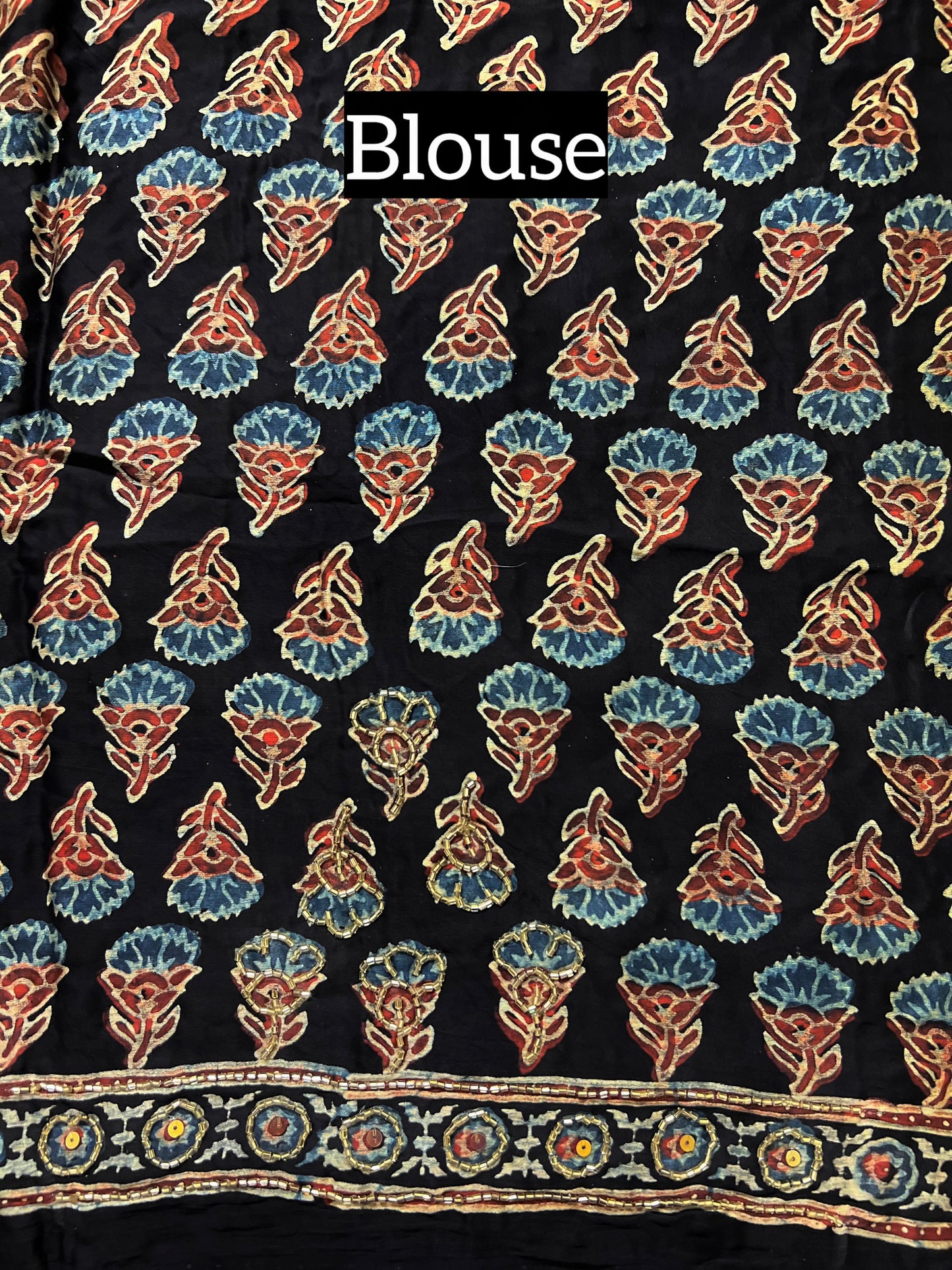 BLUEBELL MUSE - Pure Modal Ajrakh Hand Embroidered Saree