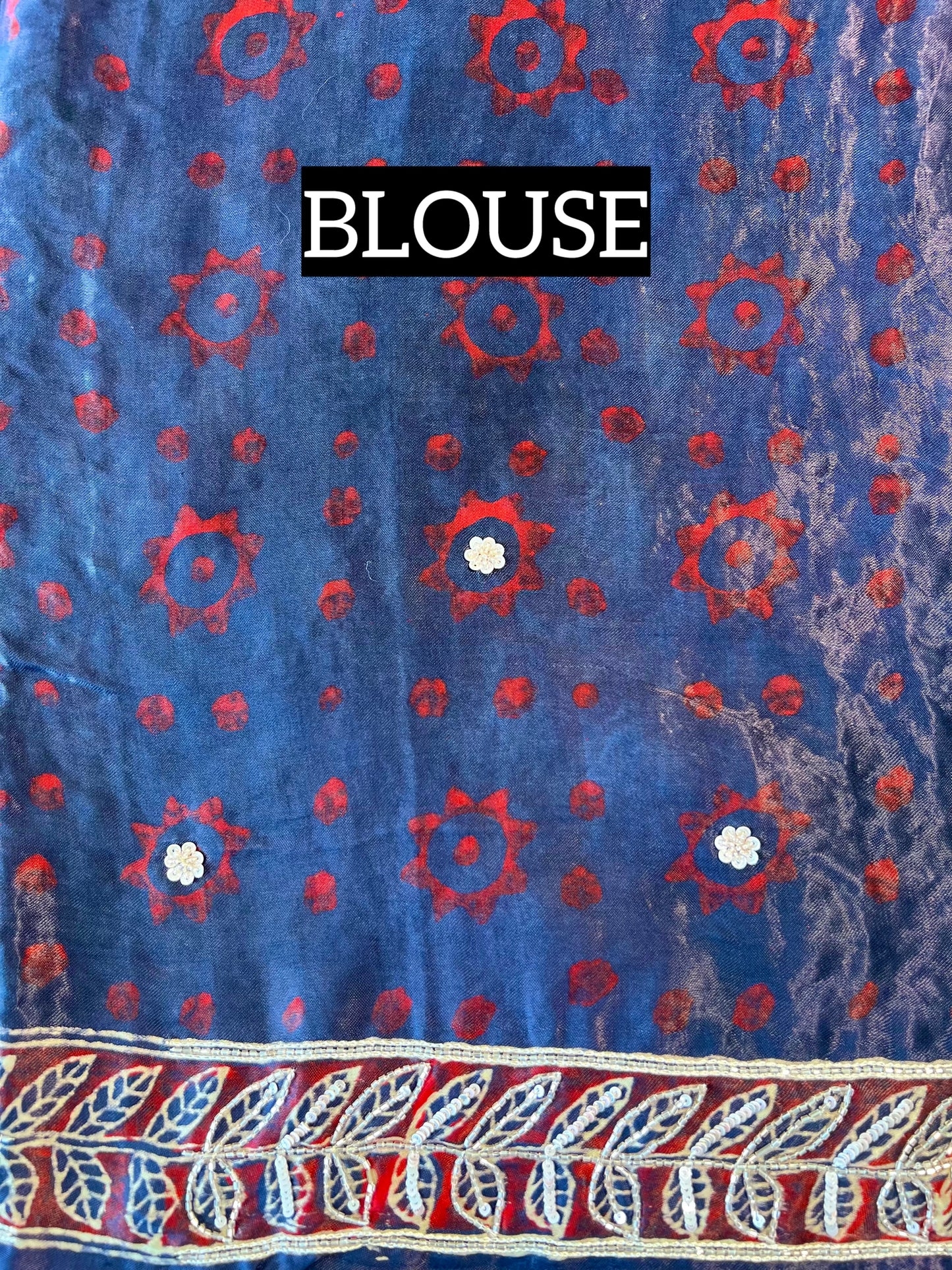 BLUE ROYALE - Pure Modal Ajrakh Hand Embroidered Saree