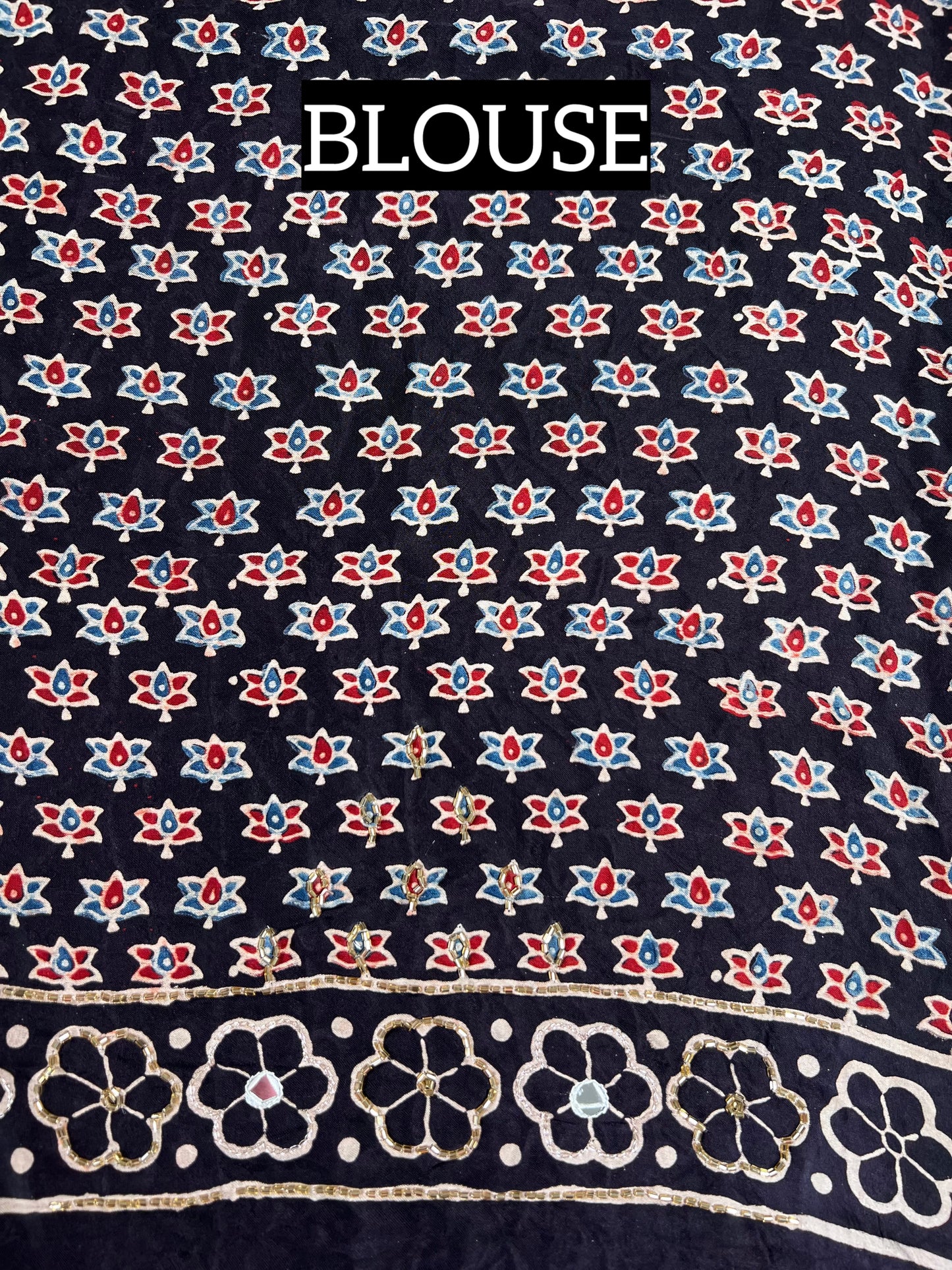 PLUM ROSE - Pure Modal Ajrakh Hand Embroidered Saree