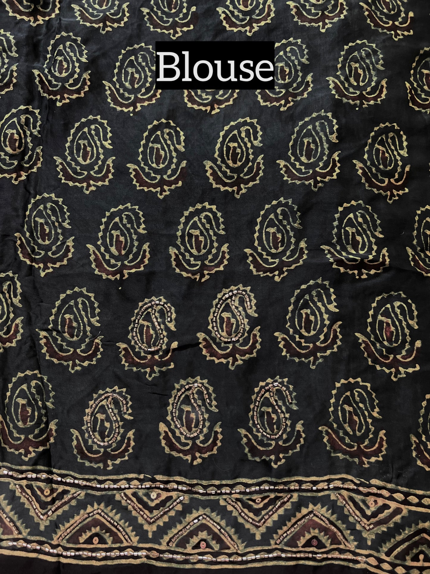FOREST BLOOM - Pure Modal Ajrakh Hand Embroidered Saree