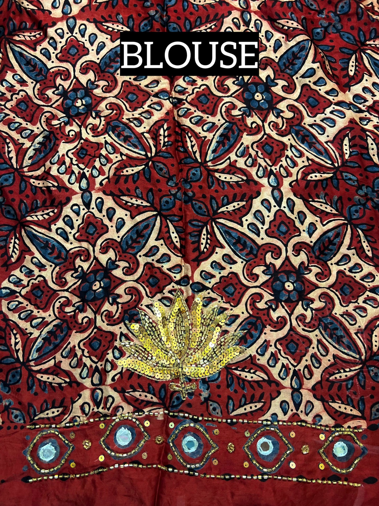 IMPERIAL LOTUS - Pure Modal Ajrakh Hand Embroidered Saree