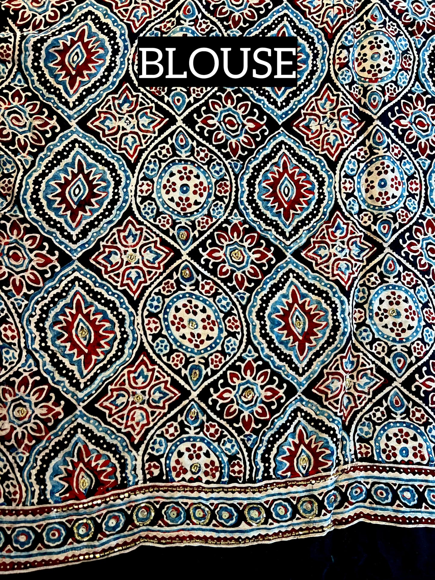 WINTER GARDEN - Pure Modal Ajrakh Hand Embroidered Saree