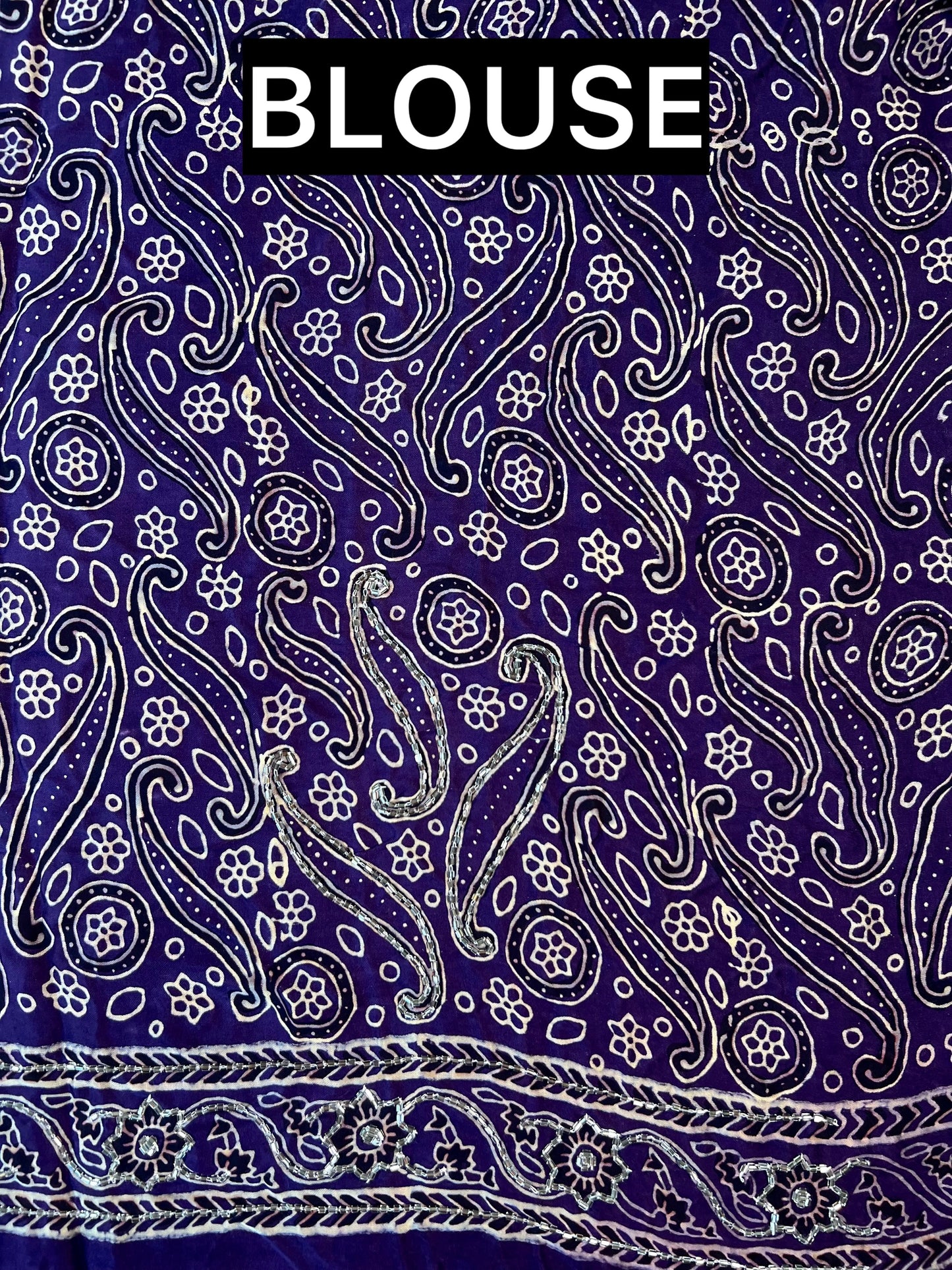PURPLE STARDUST - Pure Modal Ajrakh Hand Embroidered Saree