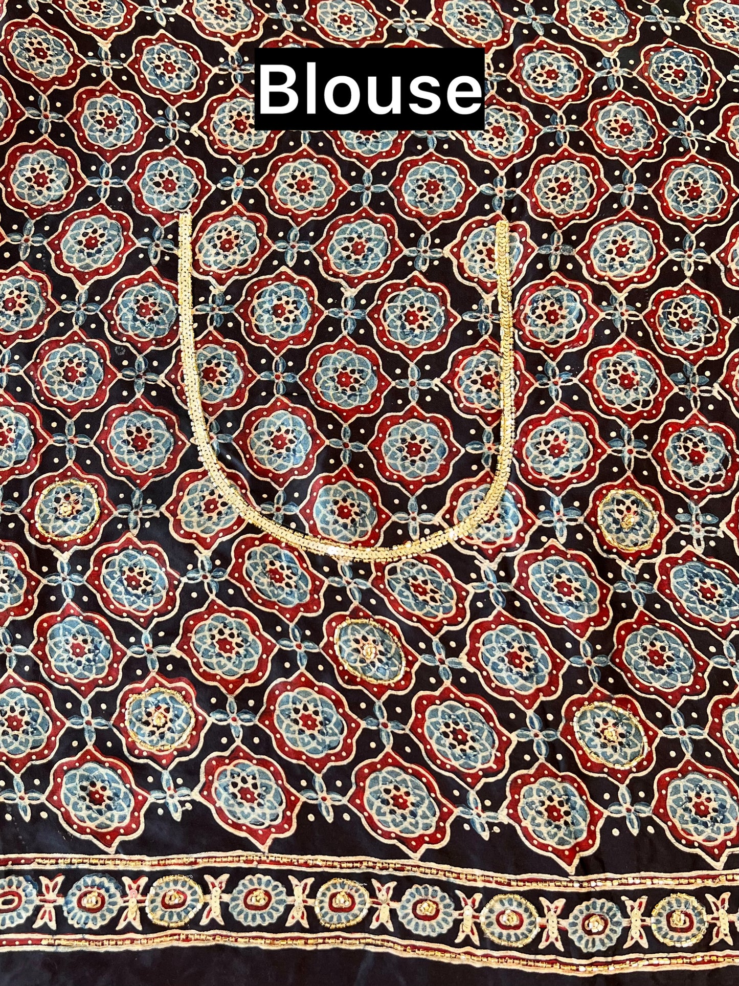 Blue Reverie - Pure Modal Ajrakh Hand Embroidered Saree