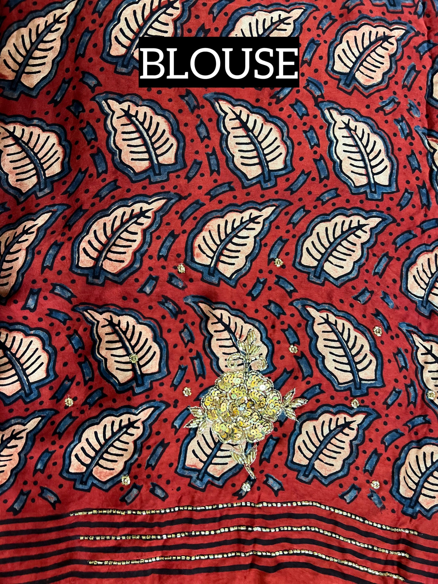 ROYAL ROSE - Pure Modal Ajrakh Hand Embroidered Saree