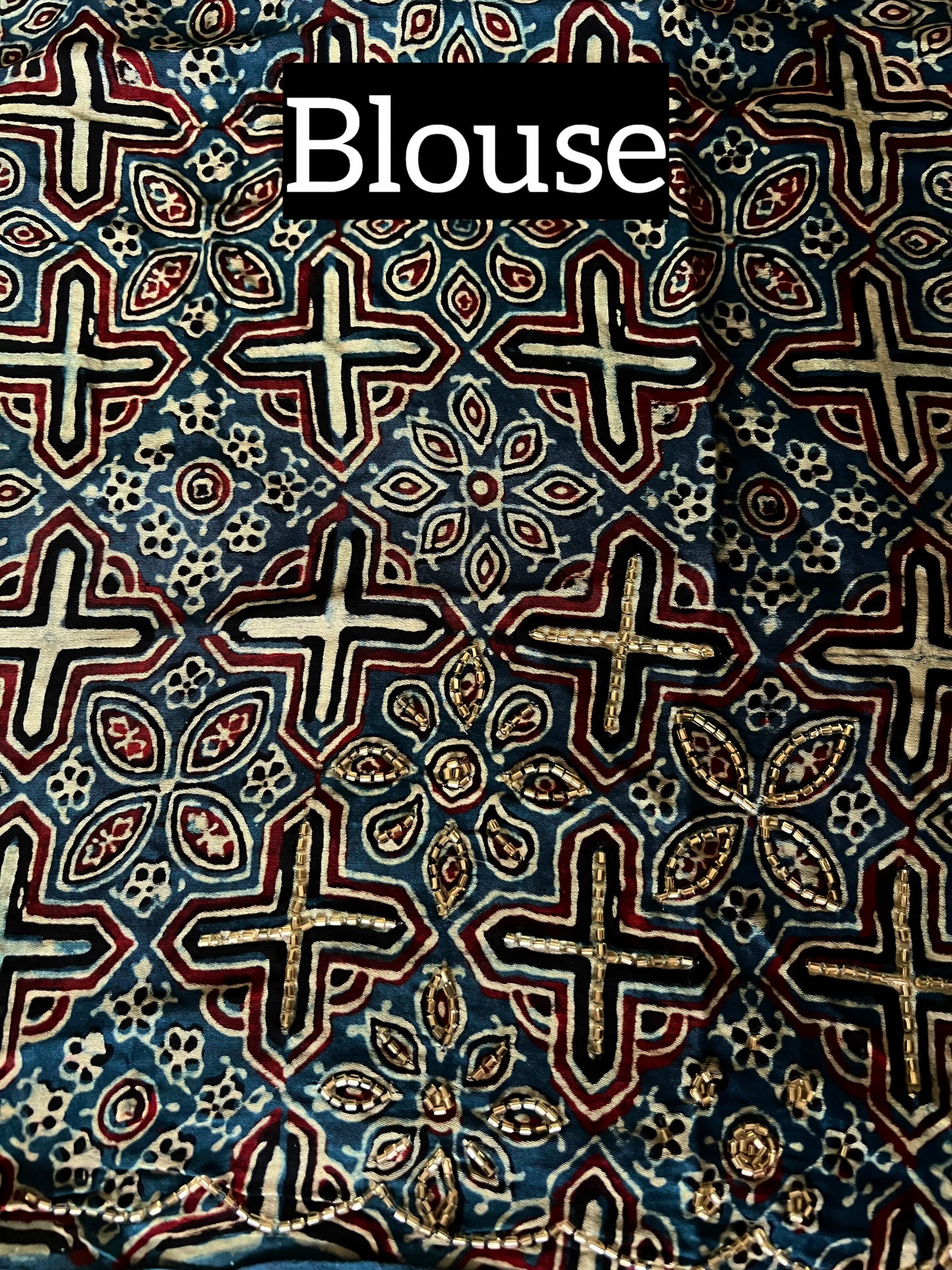 DESIRE ROSE - Pure Modal Ajrakh Hand Embroidered Saree