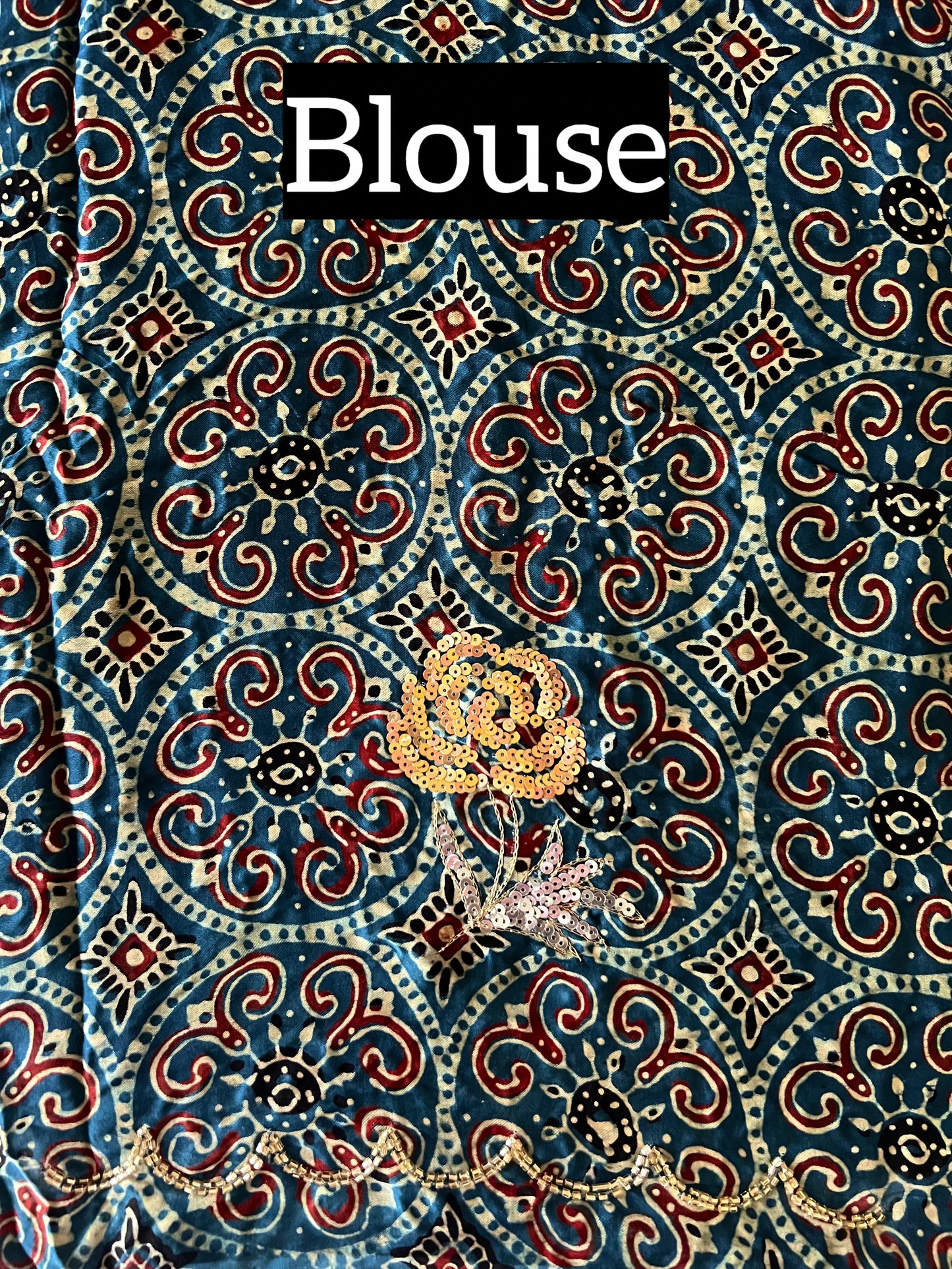 DREAM ROSE - Pure Modal Ajrakh Hand Embroidered Saree