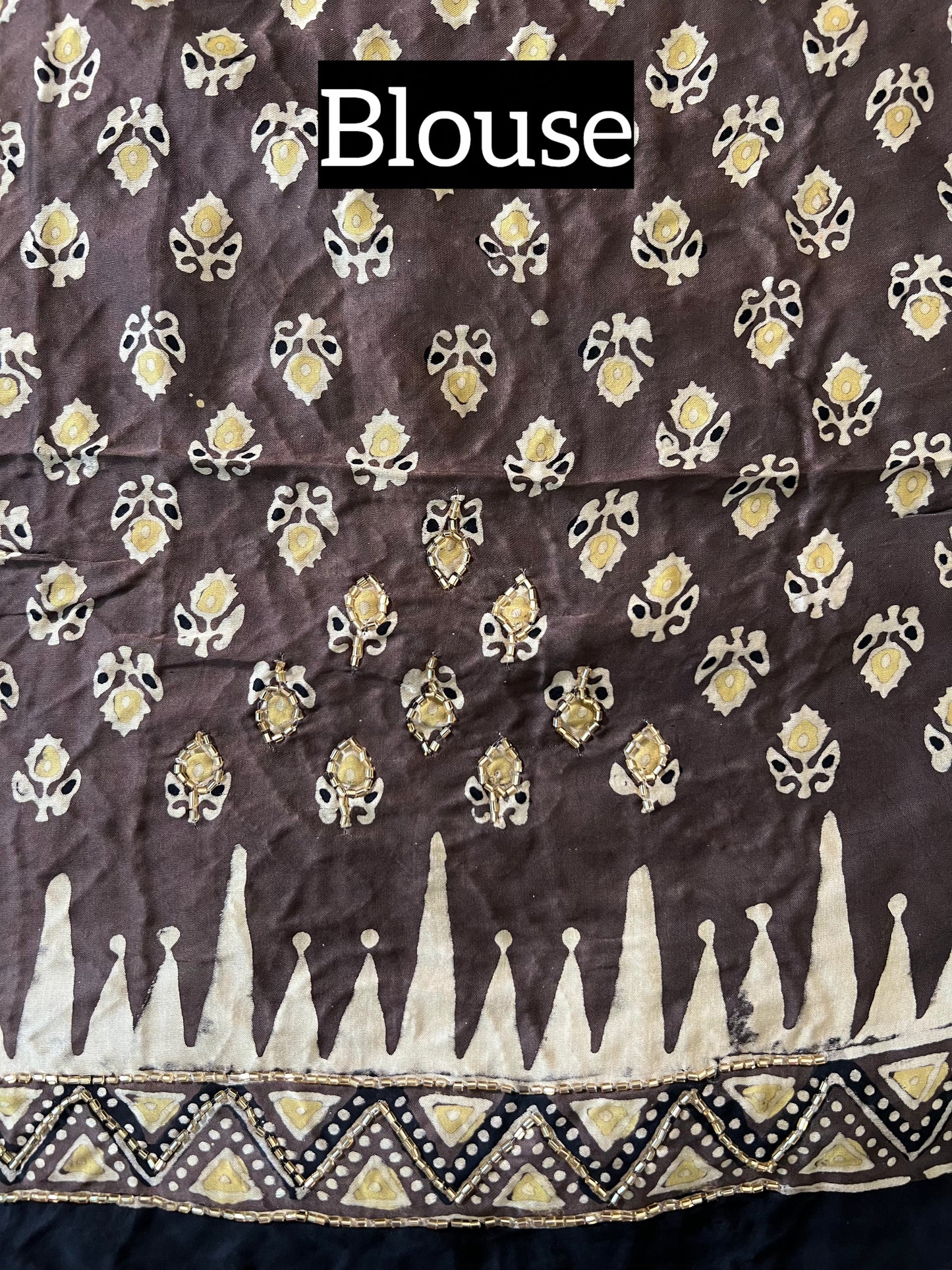 SANDSTONE BLOOM - Pure Modal Ajrakh Hand Embroidered Saree