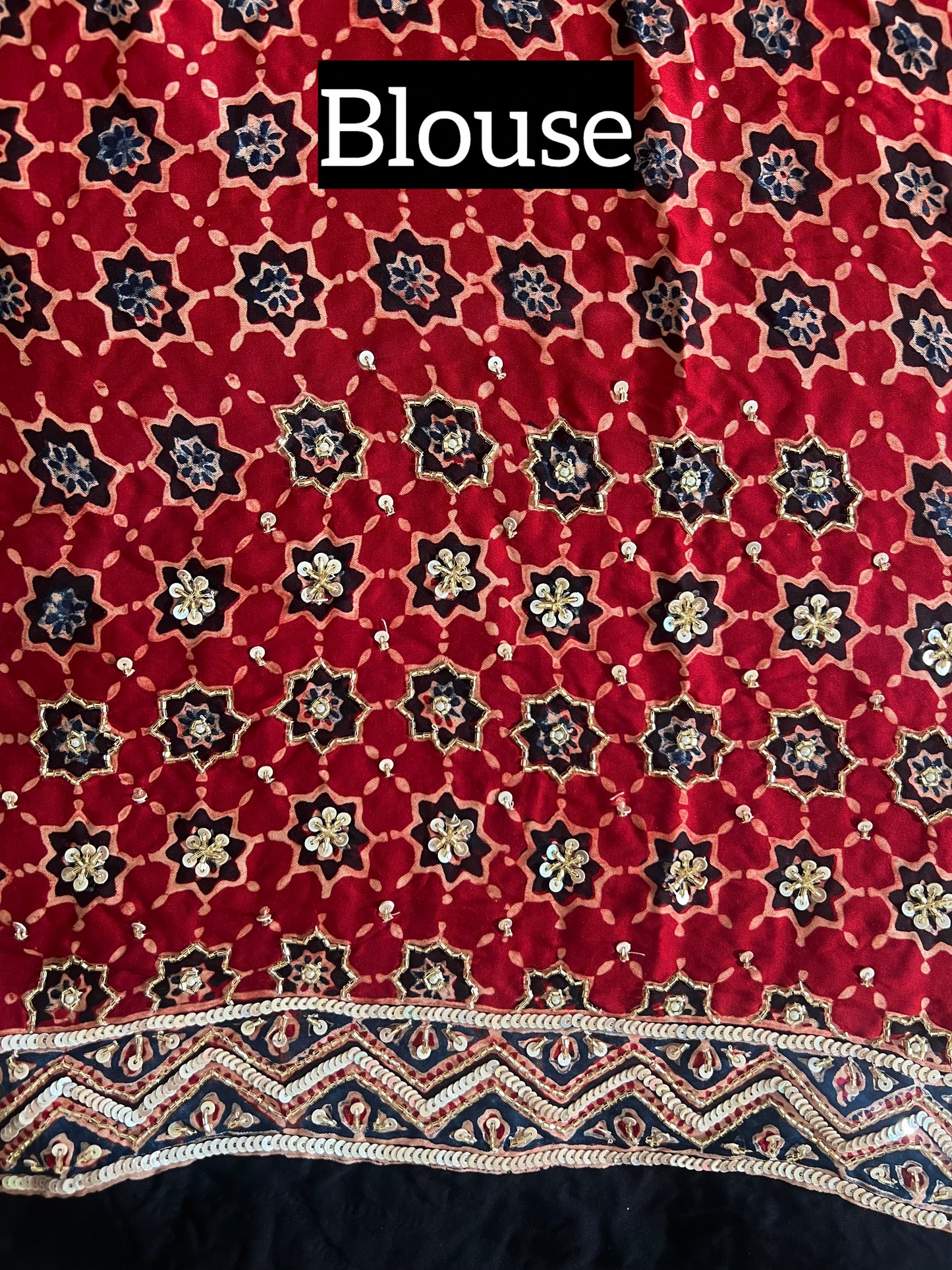 PASSION BLOOM - Pure Modal Ajrakh Hand Embroidered Saree