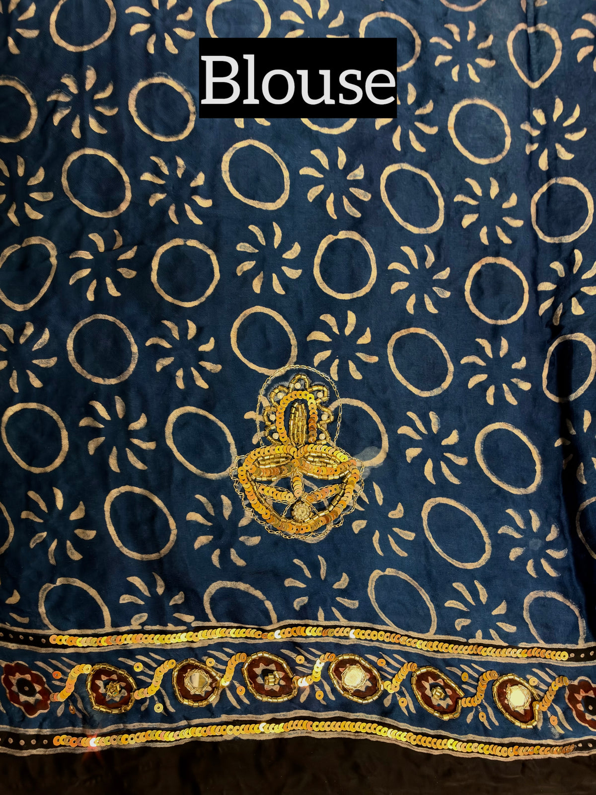 BLUEBELL GARDEN - Pure Modal Ajrakh Hand Embroidered Saree