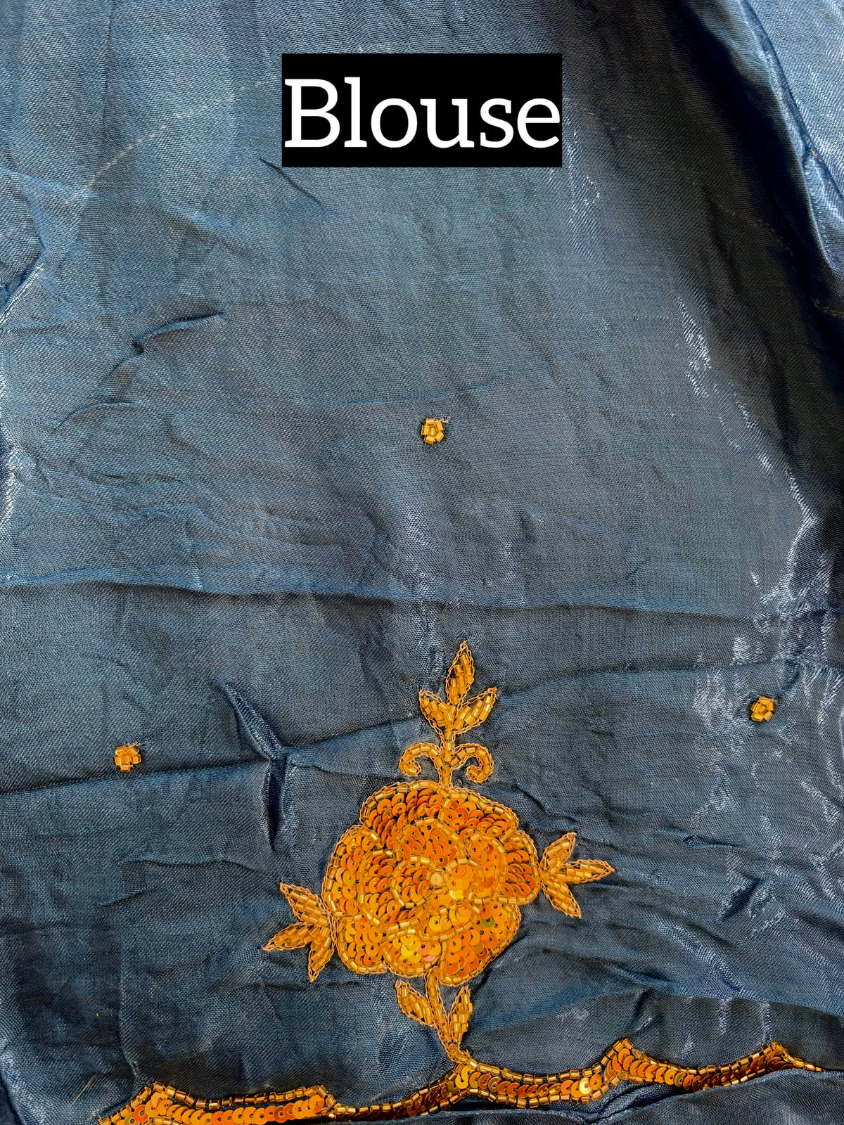 PRUSSIAN ROSE - Pure Modal Hand Embroidered Saree with Tassels
