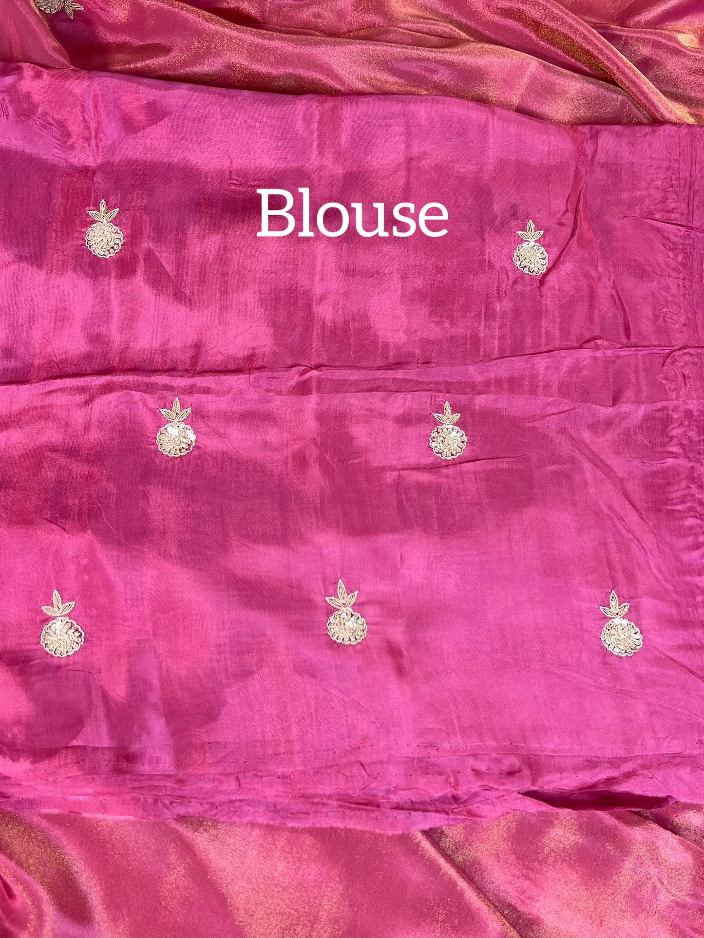 Pink Zardosi Embroidered Tissue Designer Saree with Unstitched Blouse