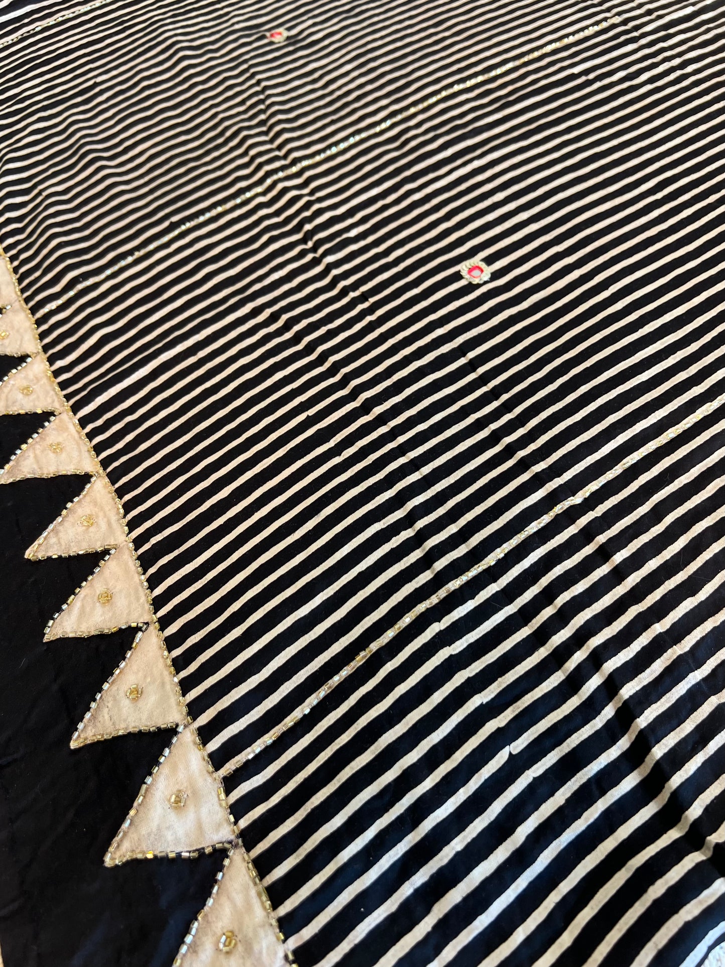 Heritage Stripes - Pure Modal Ajrakh Hand Embroidered Saree