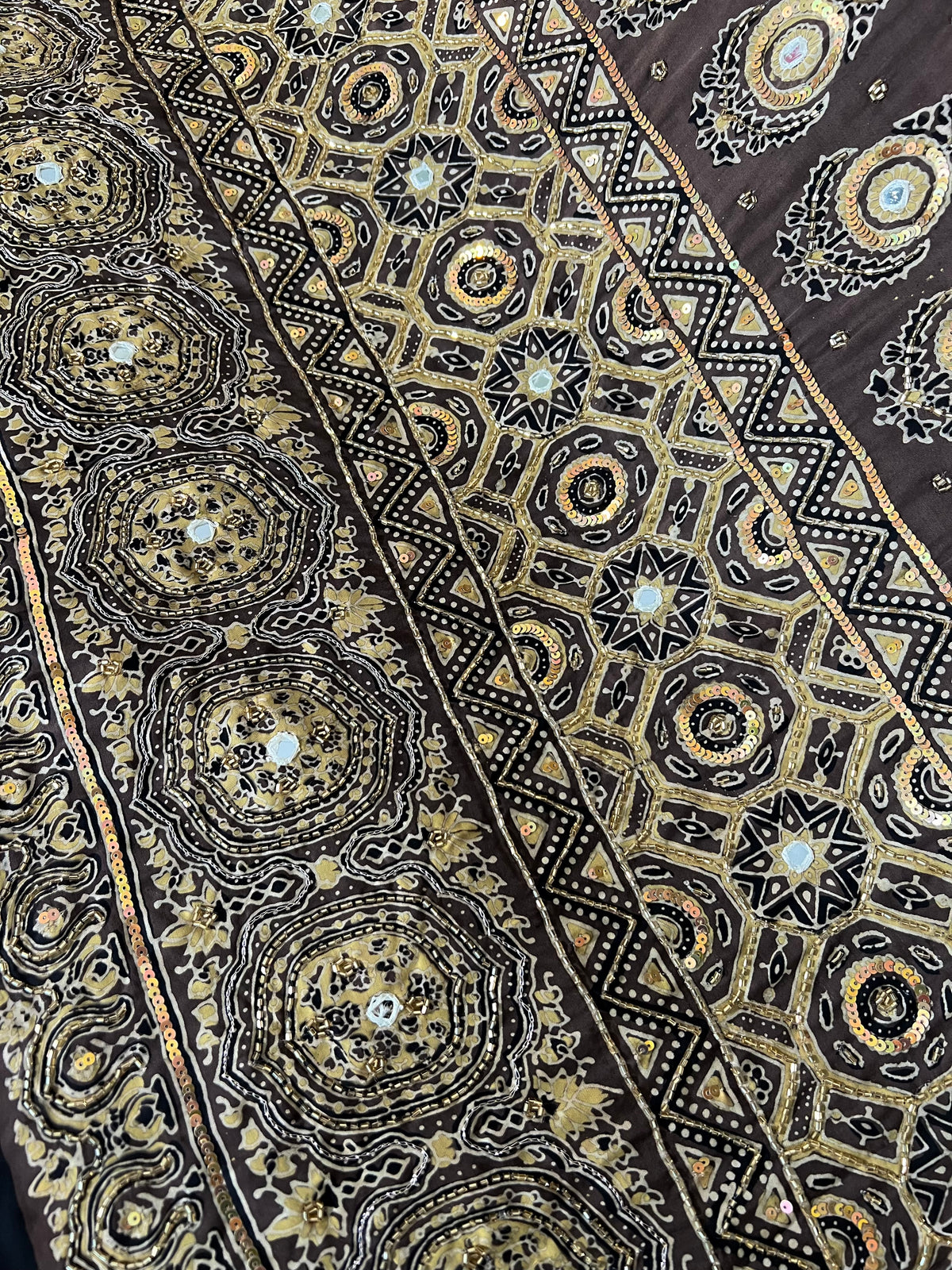 SANDSTONE BLOOM - Pure Modal Ajrakh Hand Embroidered Saree