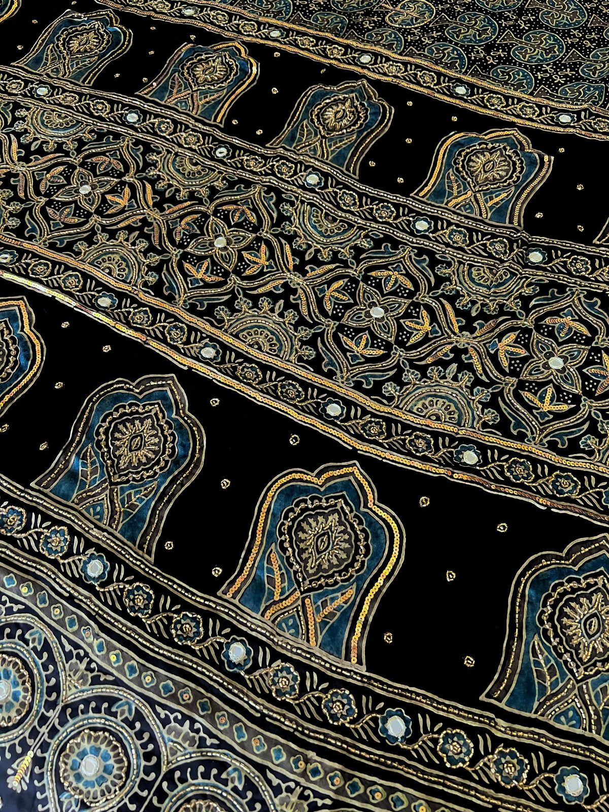 SHADOW ORCHID - Pure Modal Ajrakh Hand Embroidered Saree
