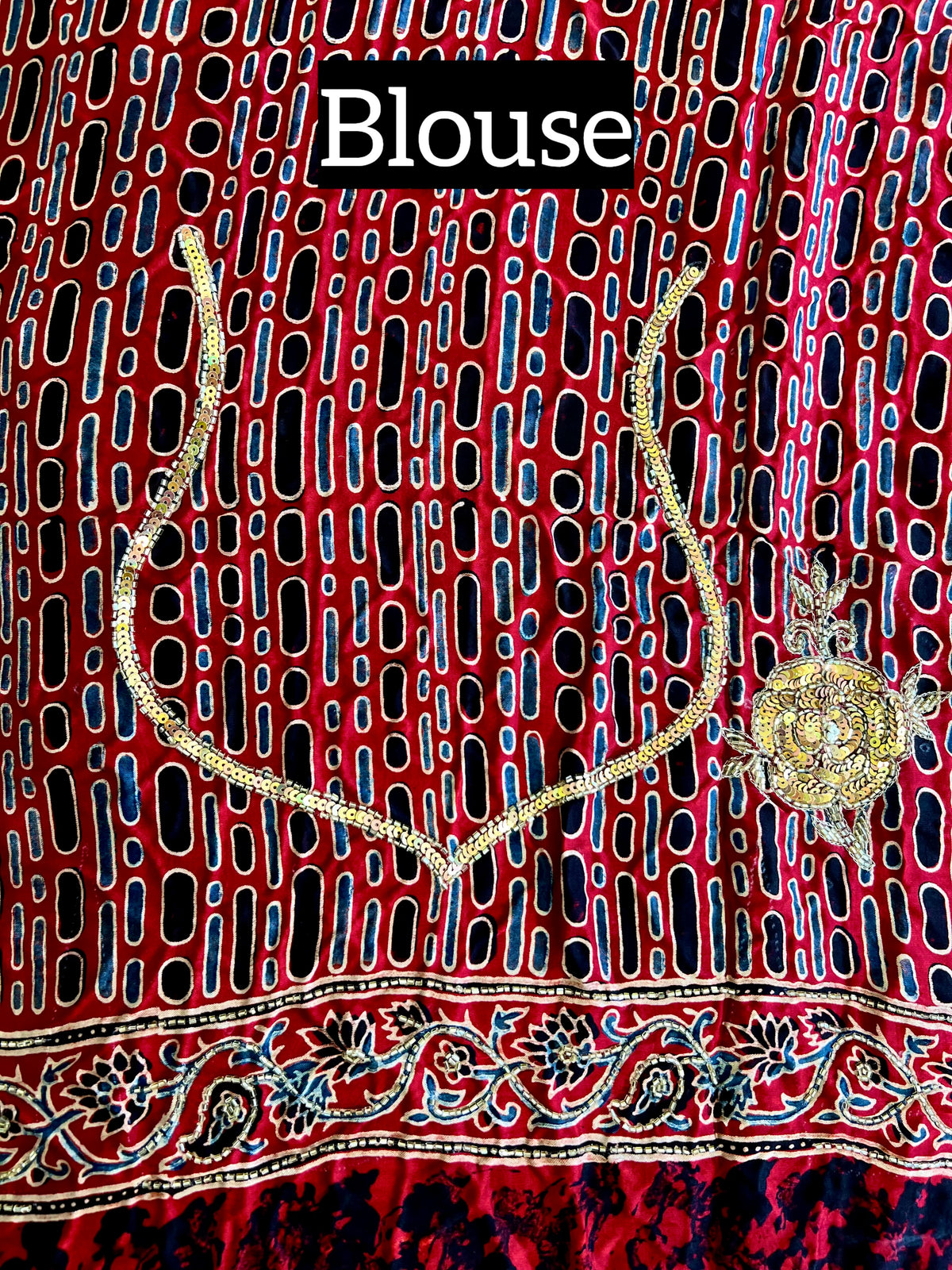 TWINKLE ROSE - Pure Modal Ajrakh Hand Embroidered Saree