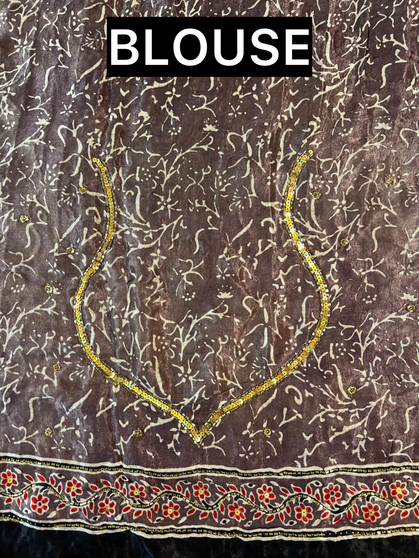VELVET TRUFFLE - Pure Modal Ajrakh Hand Embroidered Saree