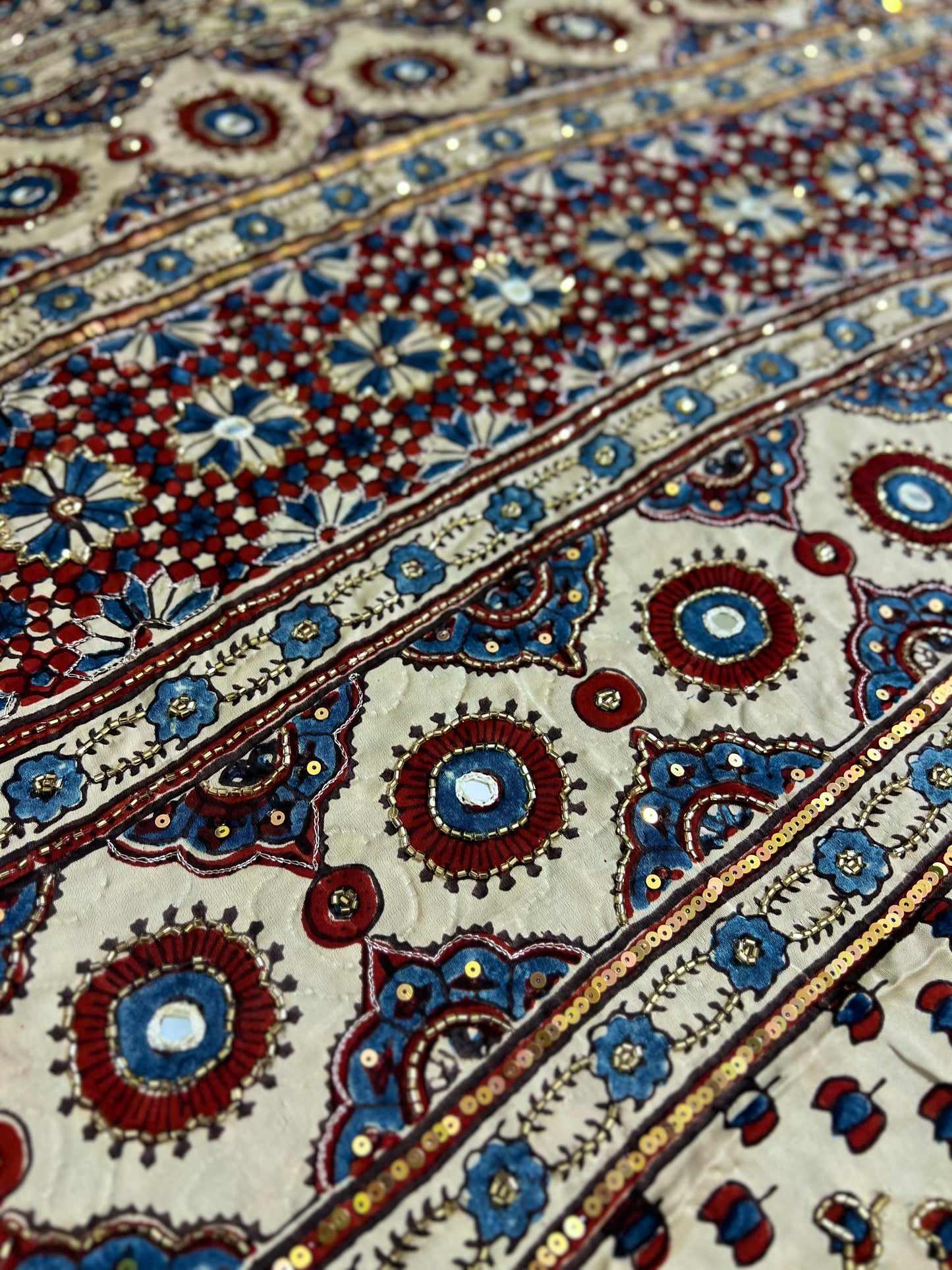 PEARL MUSE - Pure Modal Ajrakh Hand Embroidered Saree