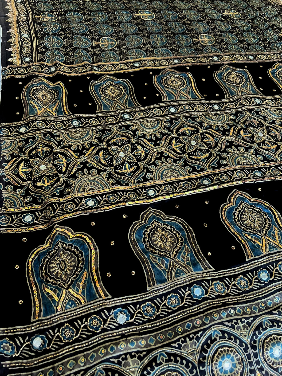 SHADOW ORCHID - Pure Modal Ajrakh Hand Embroidered Saree