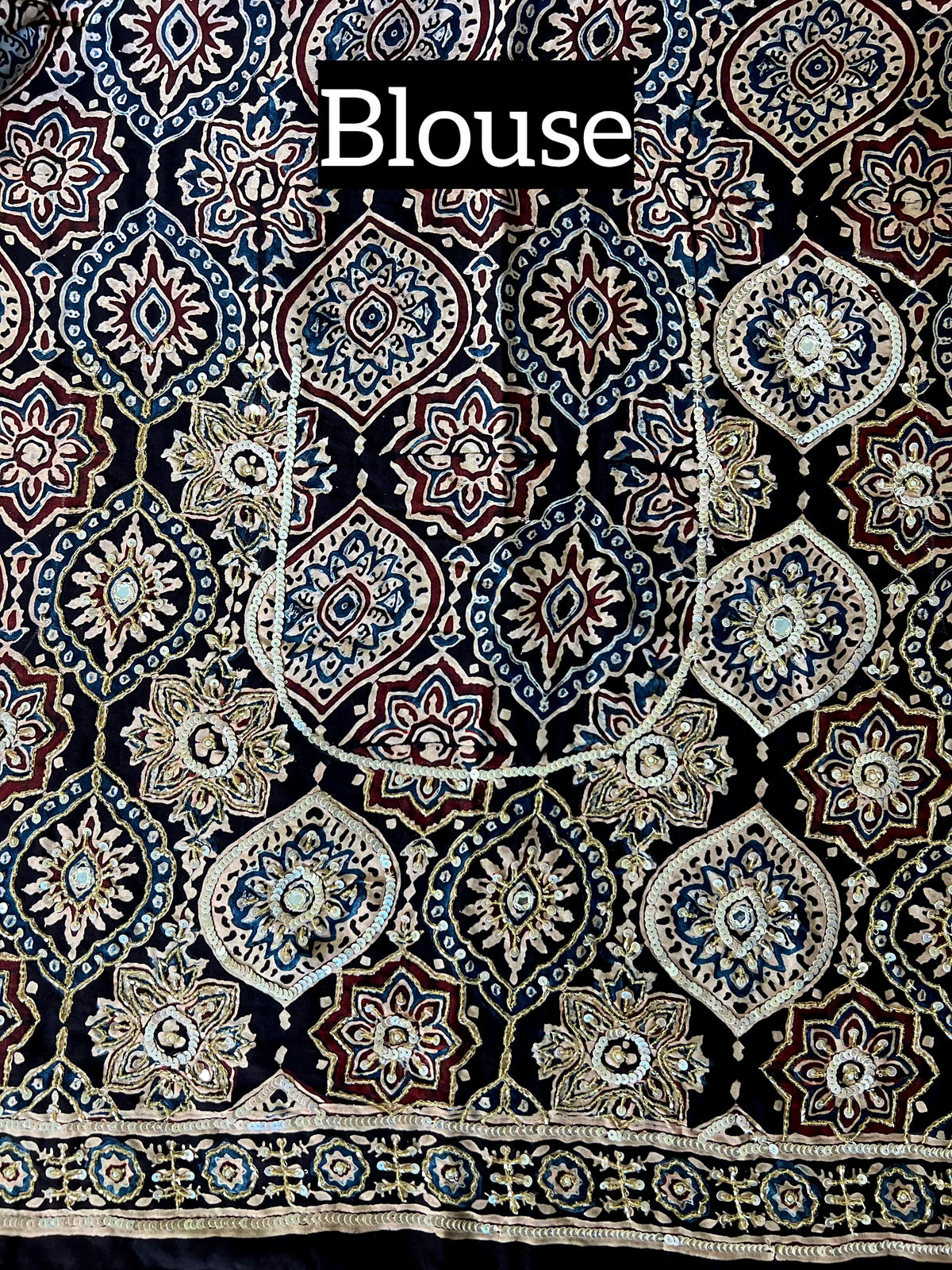 RUBY STARDUST - Pure Modal Ajrakh Hand Embroidered Saree