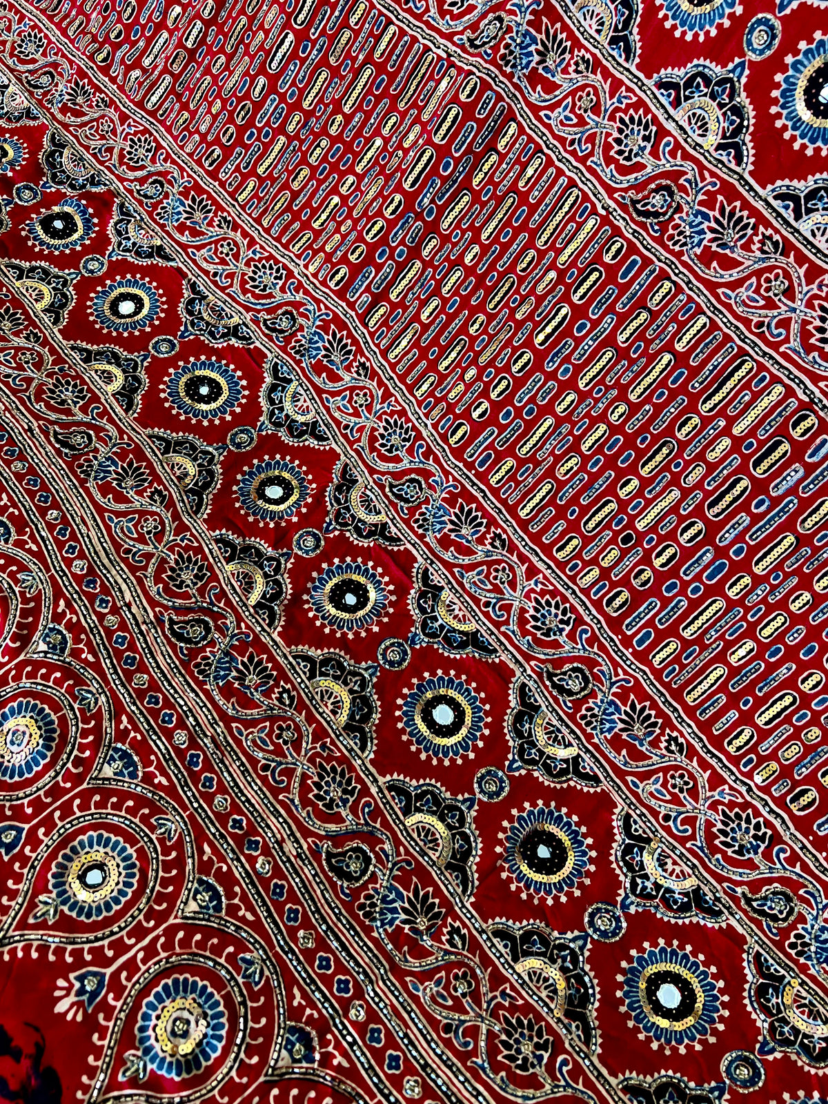 TWINKLE ROSE - Pure Modal Ajrakh Hand Embroidered Saree