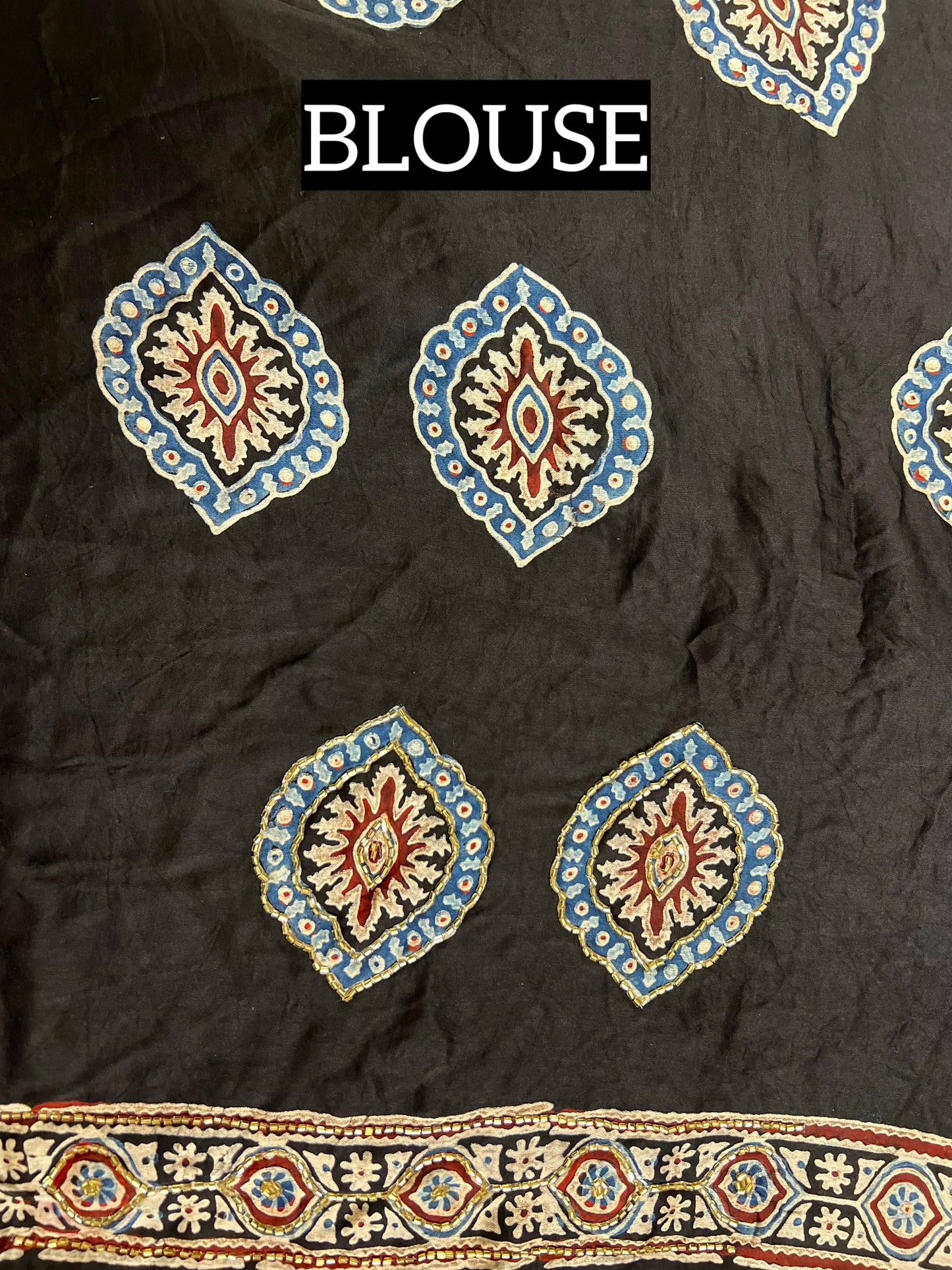 SPINEL ROSE - Pure Modal Ajrakh Hand Embroidered Saree
