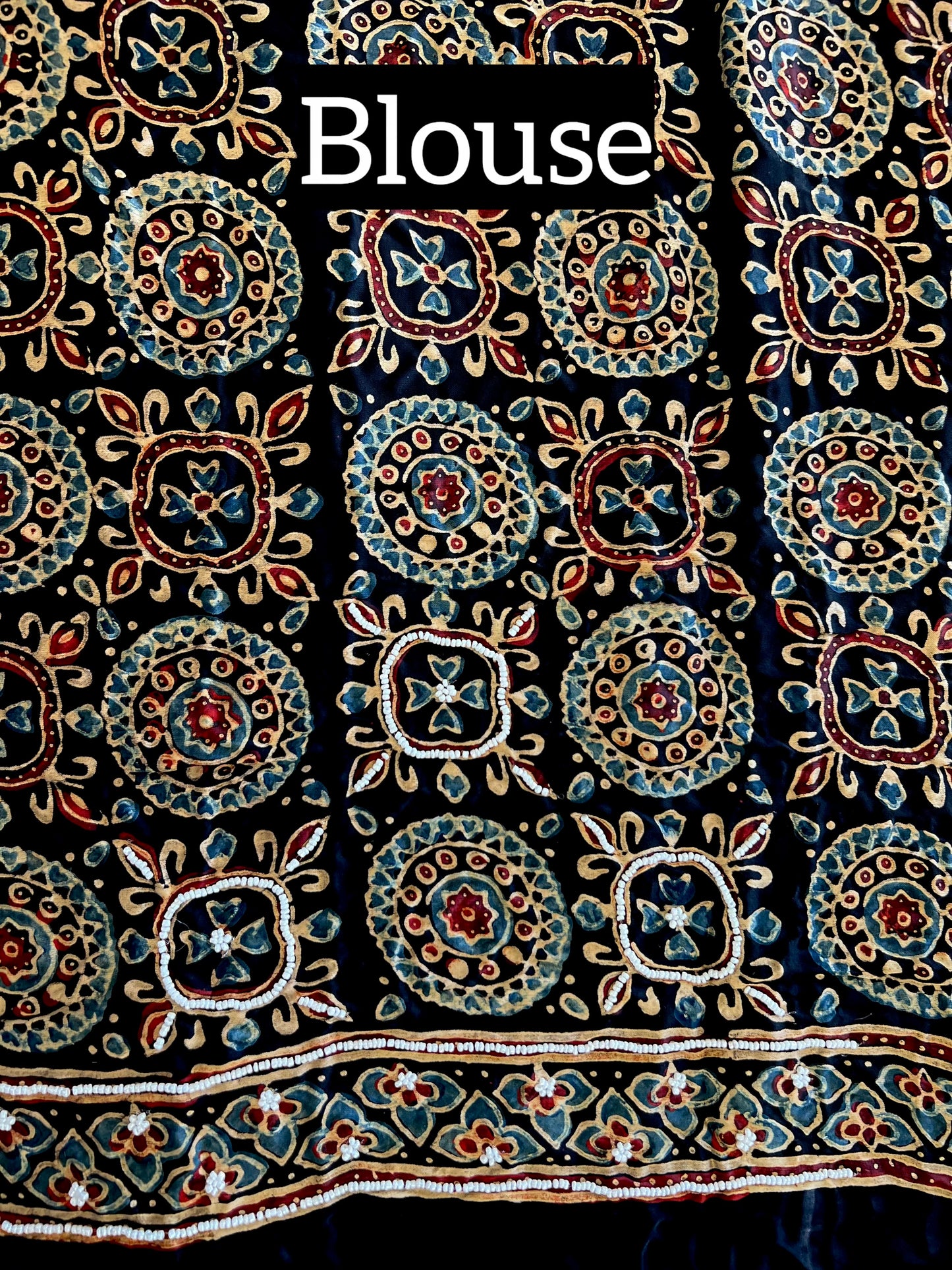 CELESTIAL REVERIE - Pure Modal Ajrakh Hand Embroidered Saree