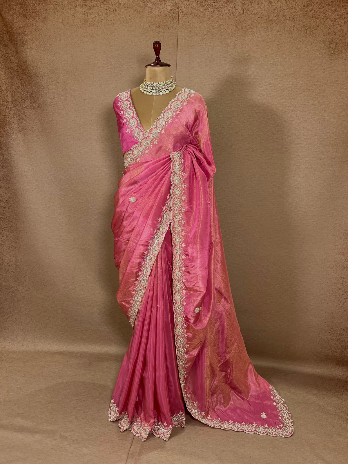 DEVYANI - Pure Tissue Zardosi Hand Embroidered Saree