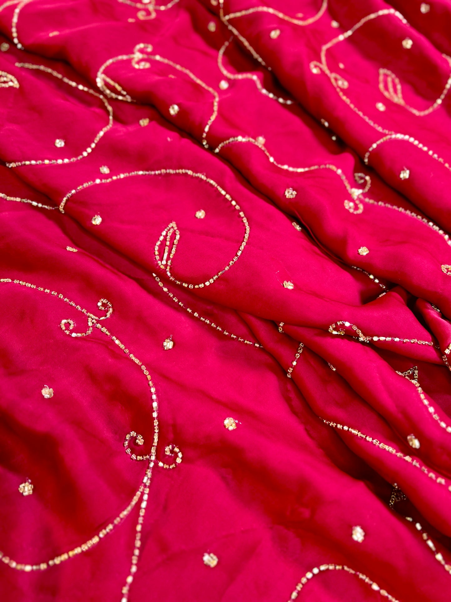 RUBY SPARKLE - Pure Modal Ajrakh Hand Embroidered Saree