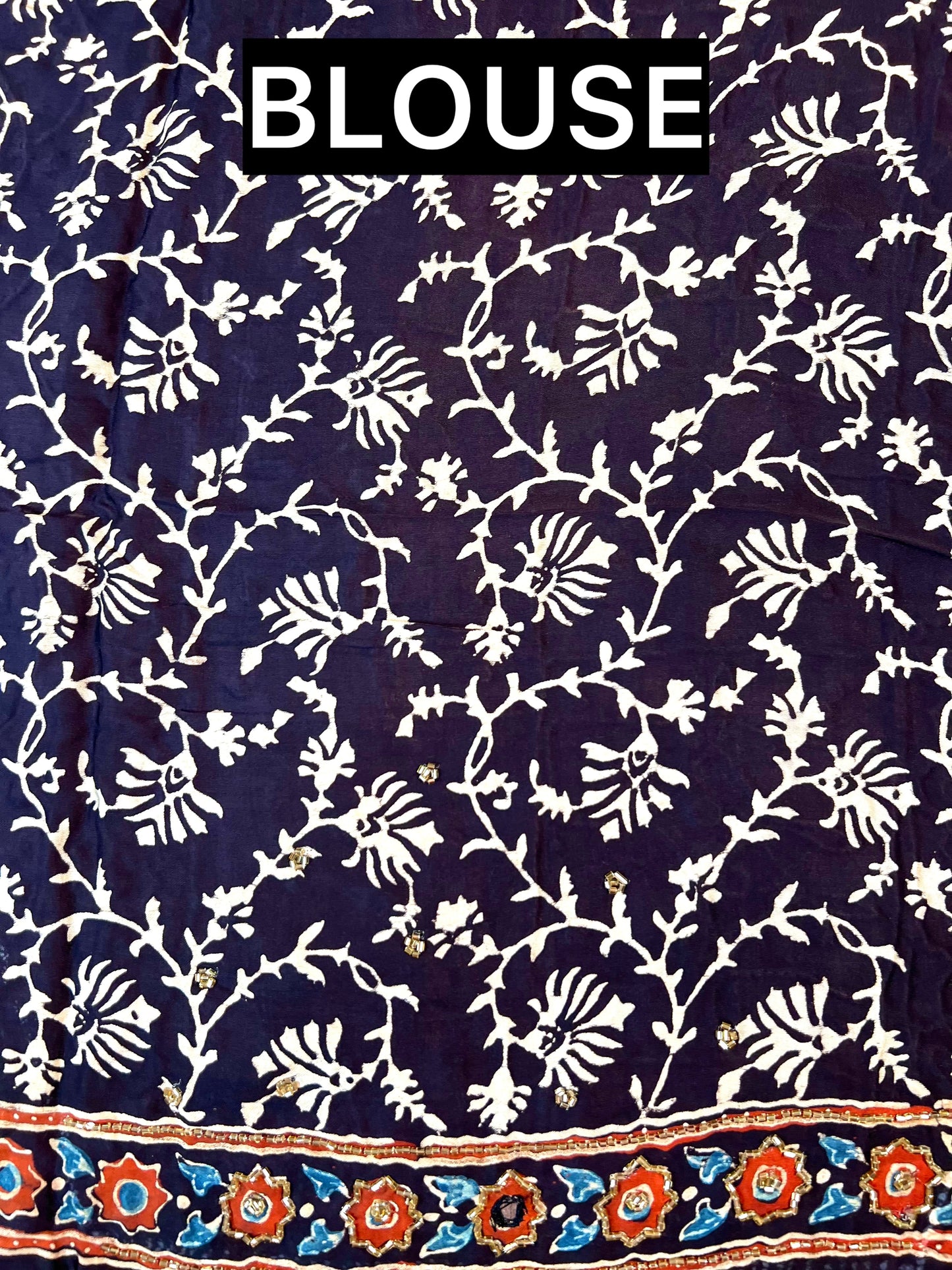 COCOA SPARKLE - Pure Modal Ajrakh Hand Embroidered Saree