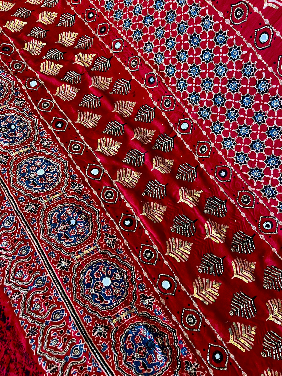 SINFUL ROSE - Pure Modal Ajrakh Hand Embroidered Saree