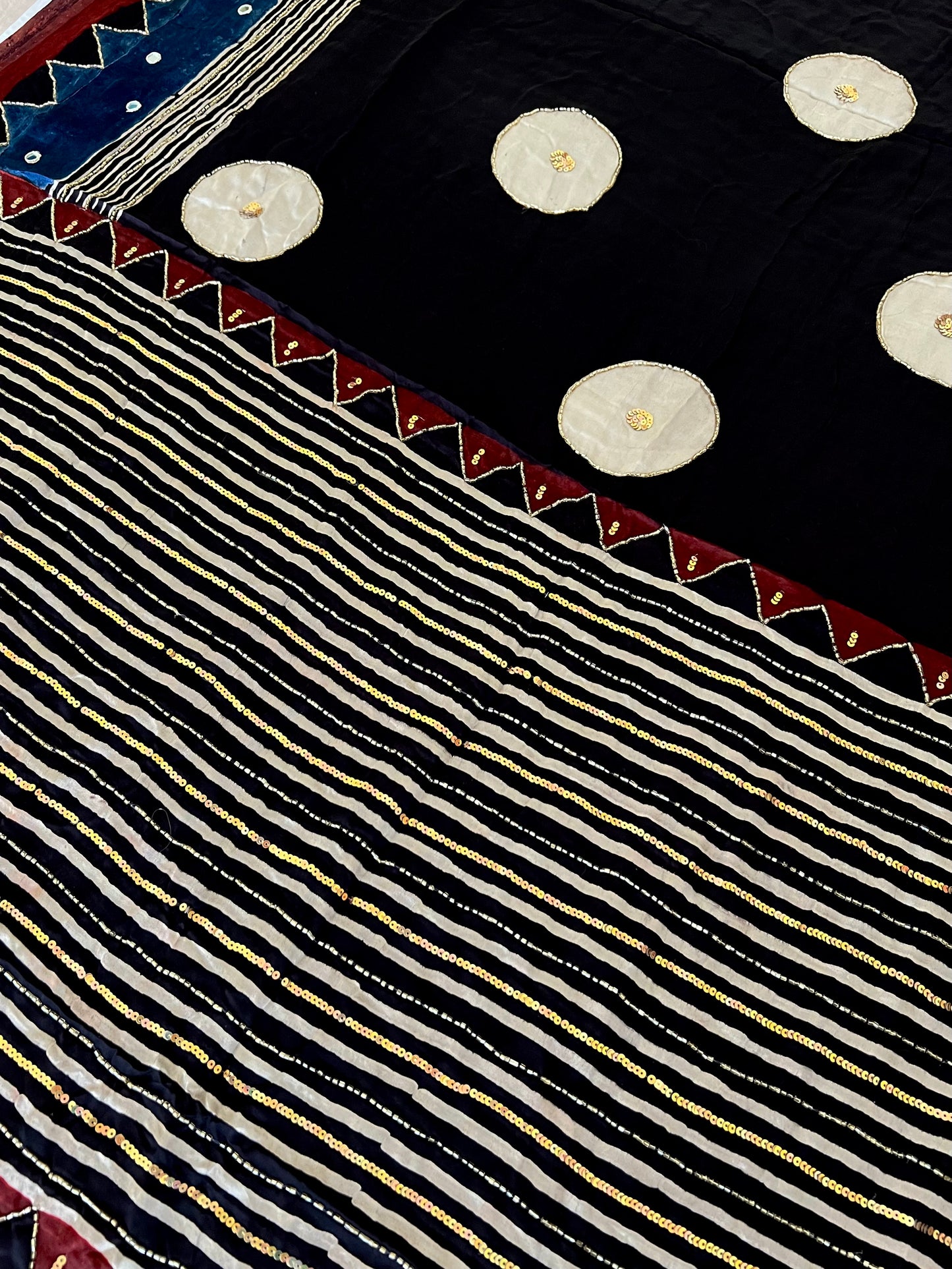 BLACK OPAL - Pure Modal Ajrakh Hand Embroidered Saree