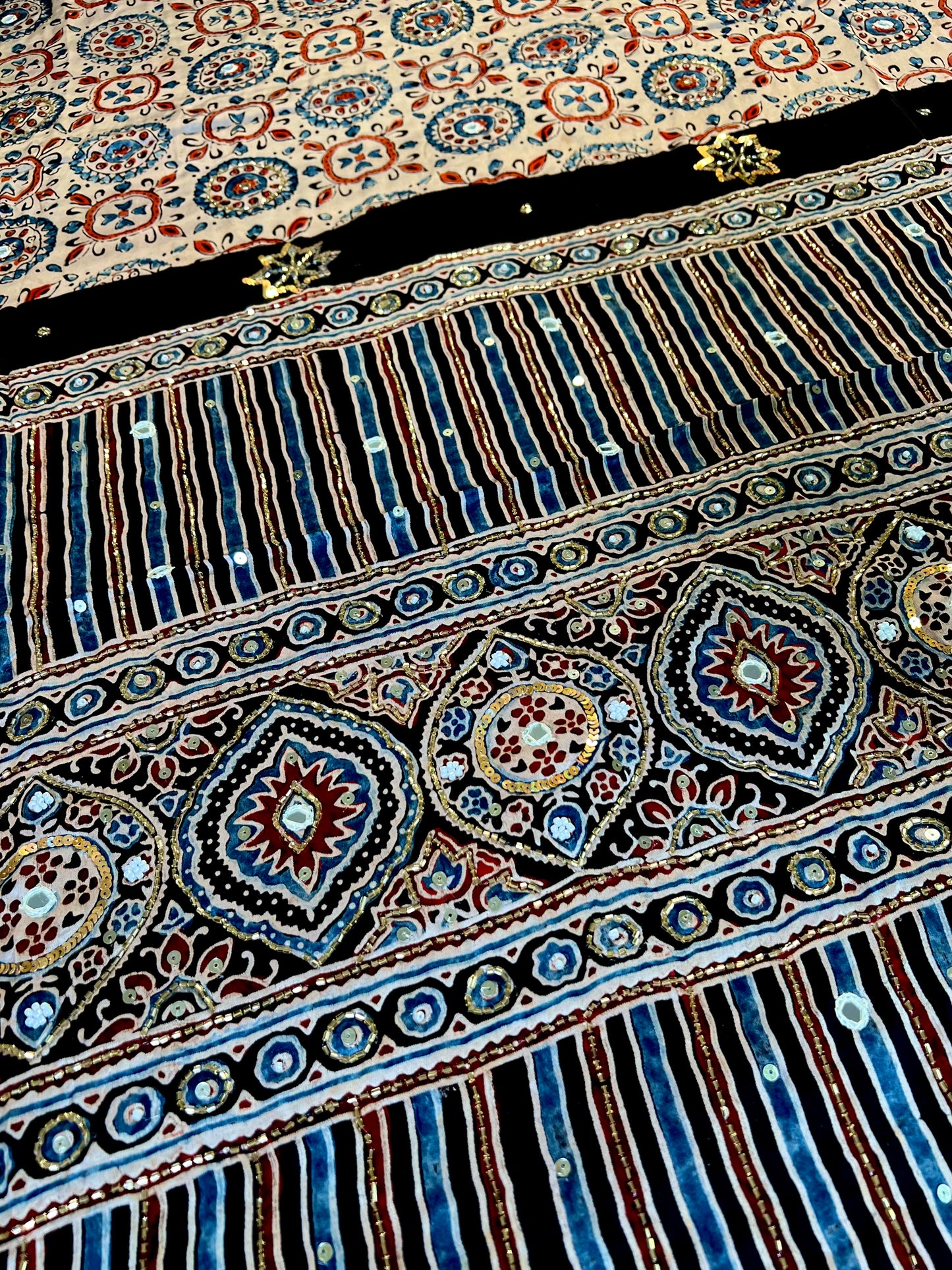 WINTER GARDEN - Pure Modal Ajrakh Hand Embroidered Saree