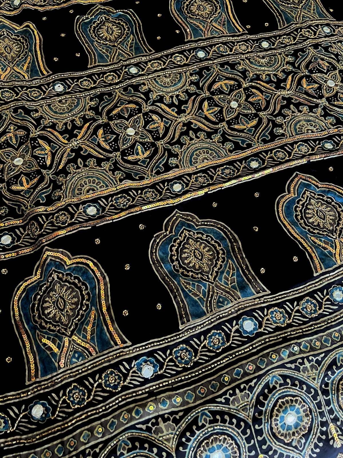 SHADOW ORCHID - Pure Modal Ajrakh Hand Embroidered Saree