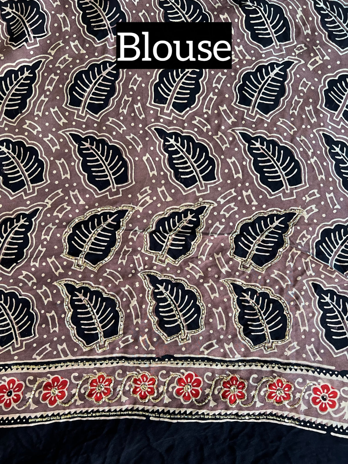 CHESTNUT DREAM - Pure Modal Ajrakh Hand Embroidered Saree