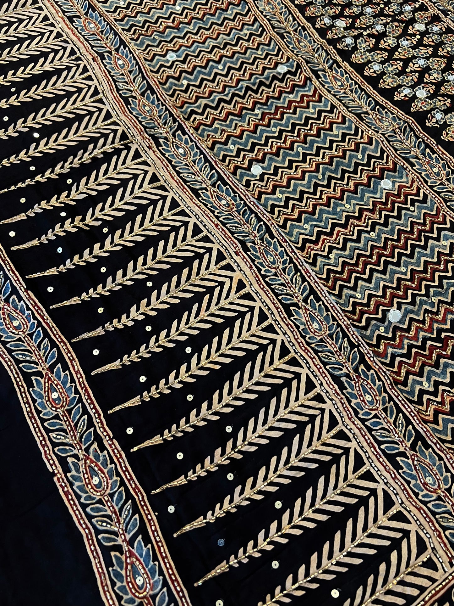 CHESTNUT MUSE - Pure Modal Ajrakh Hand Embroidered Saree