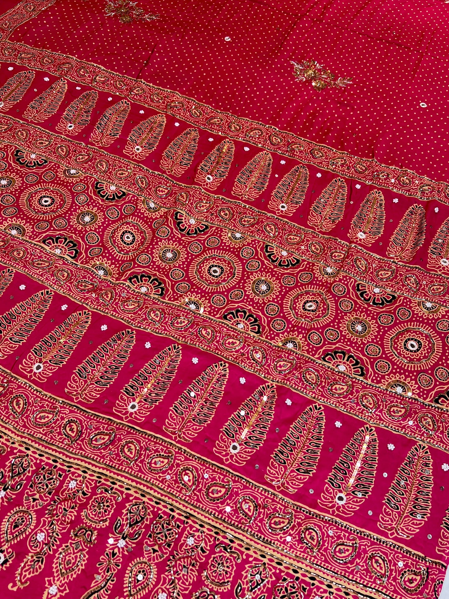 FUCHSIA MUSE - Pure Modal Ajrakh Hand Embroidered Saree